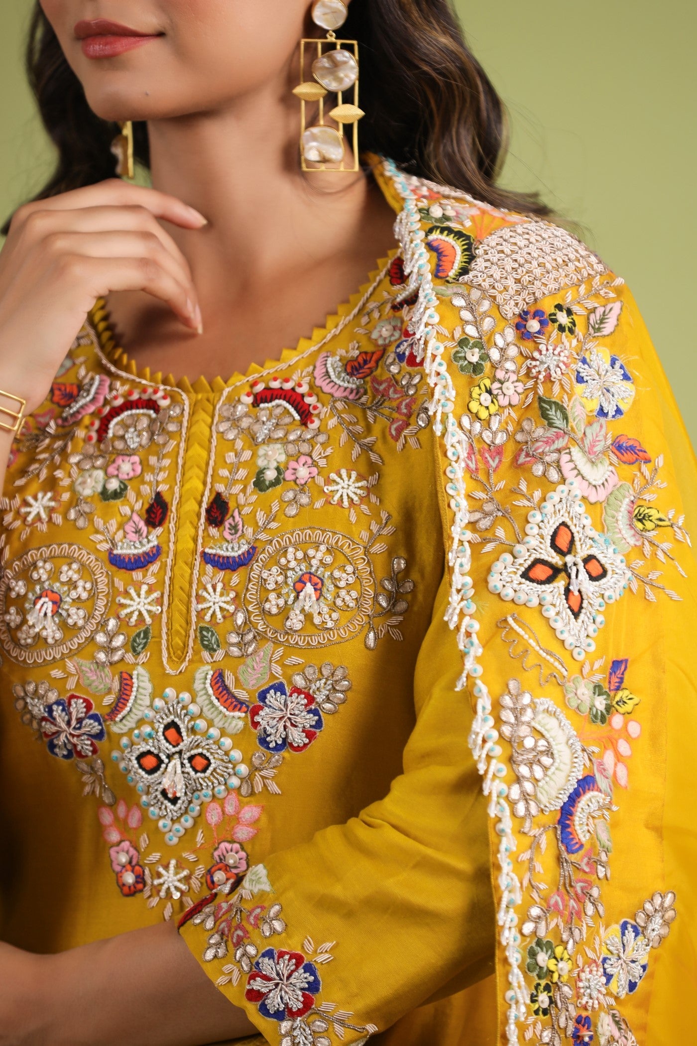 Golden Yellow Embellished Sharara Set