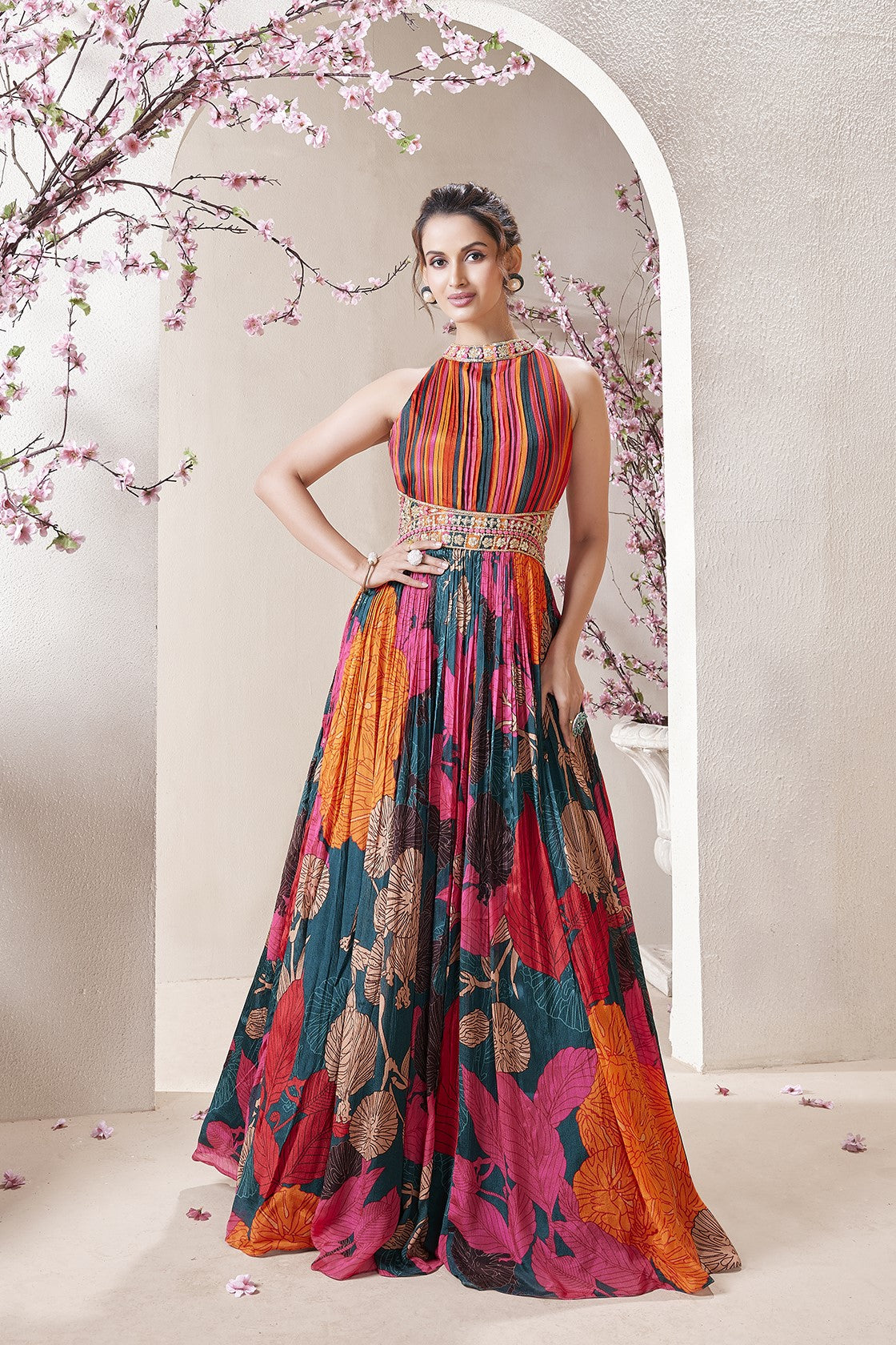 Multicolor Digital Printed Gown