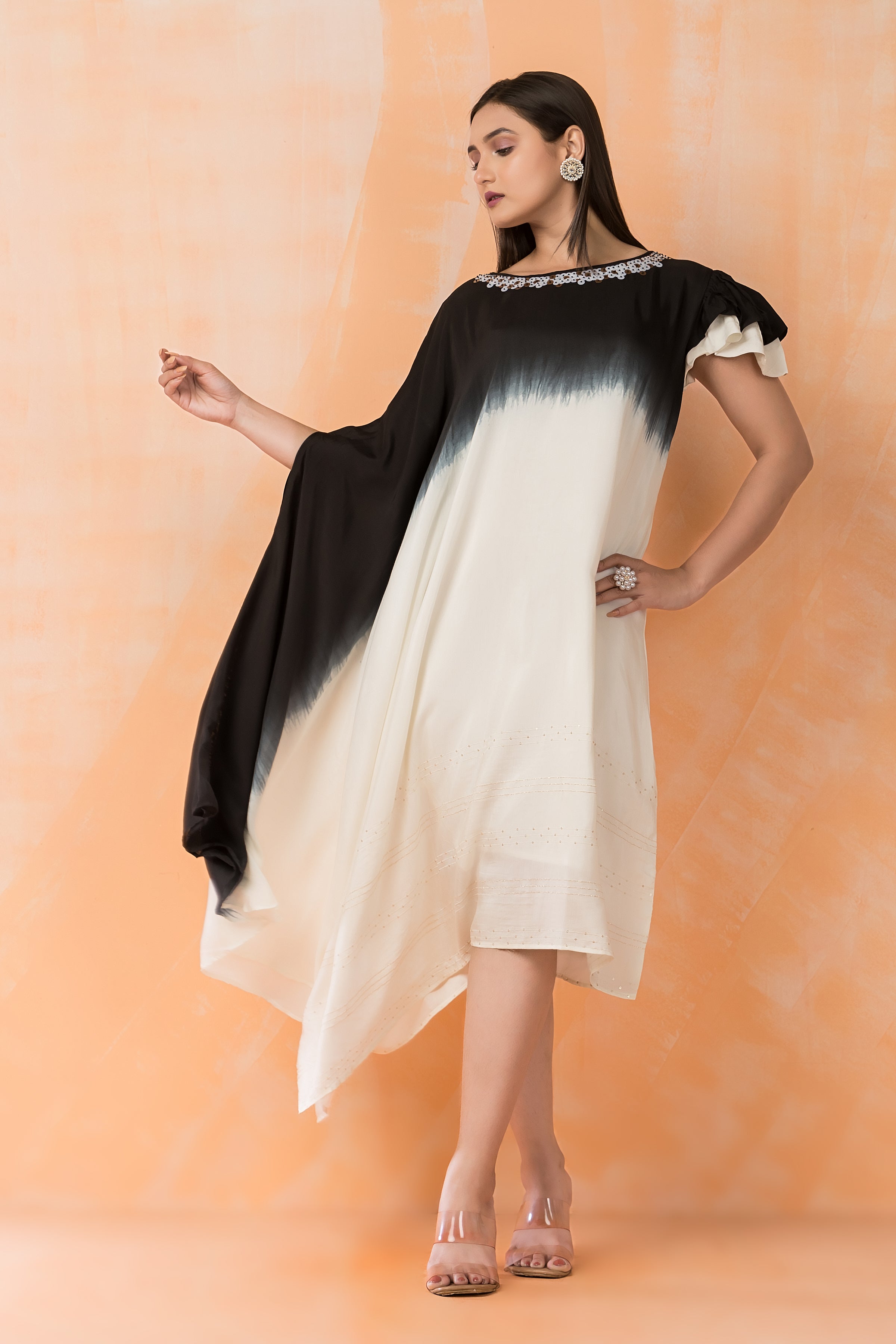 Black & White Ombre Muslin Dress