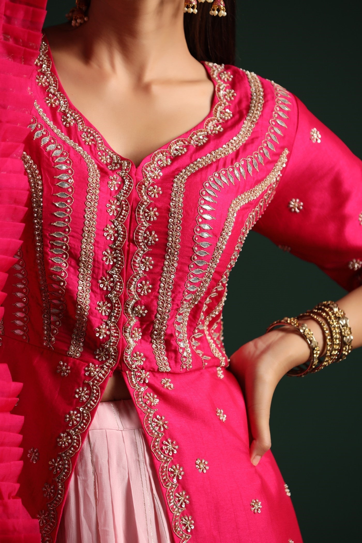 Rani Pink Embellished Peplum Set