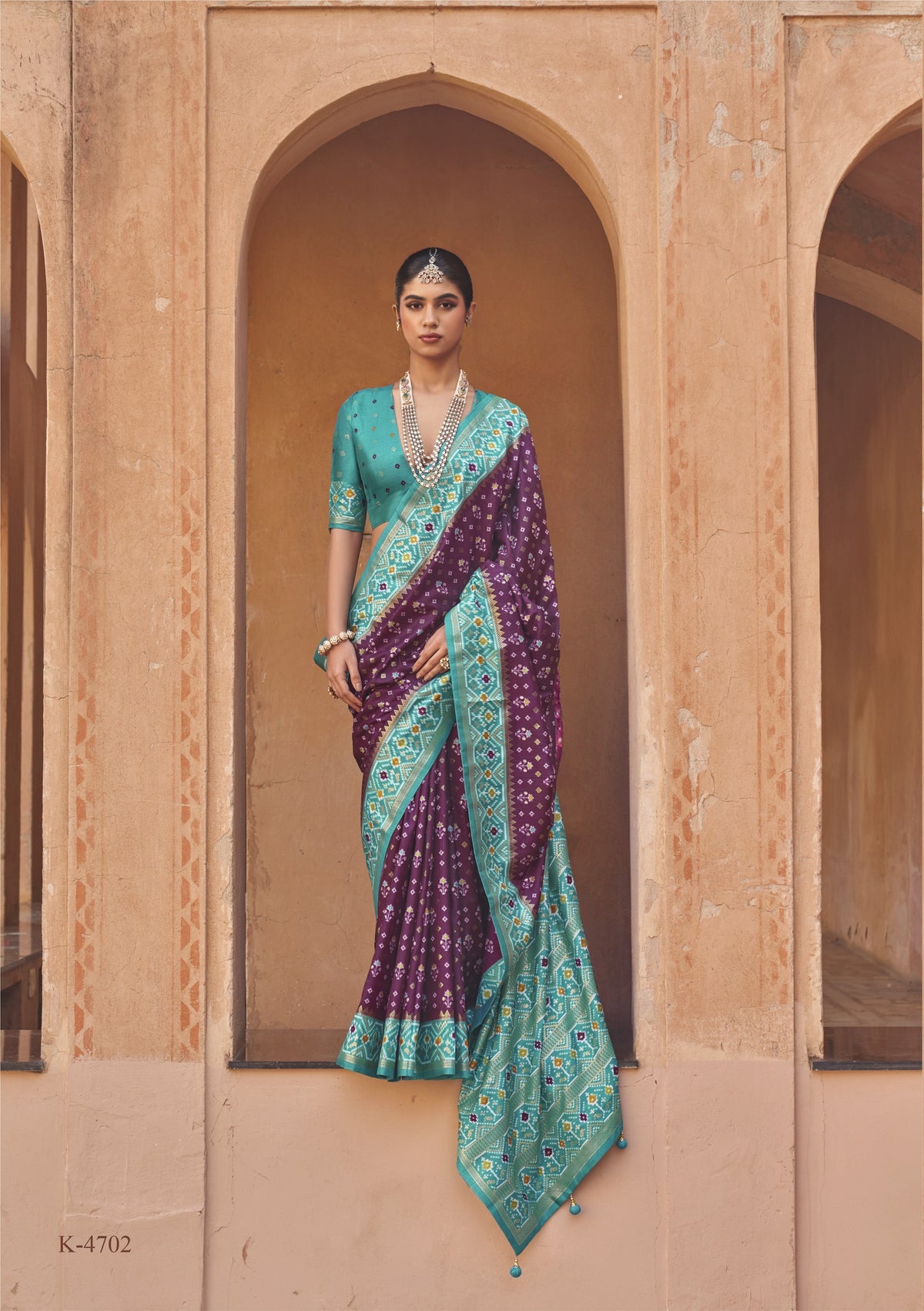 Amethyst Printed Premium Silk Saree