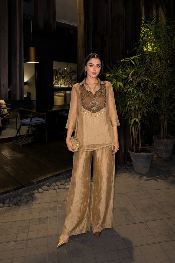 Glow Muse Embellished Shimmer Tissue Co-Ord Set