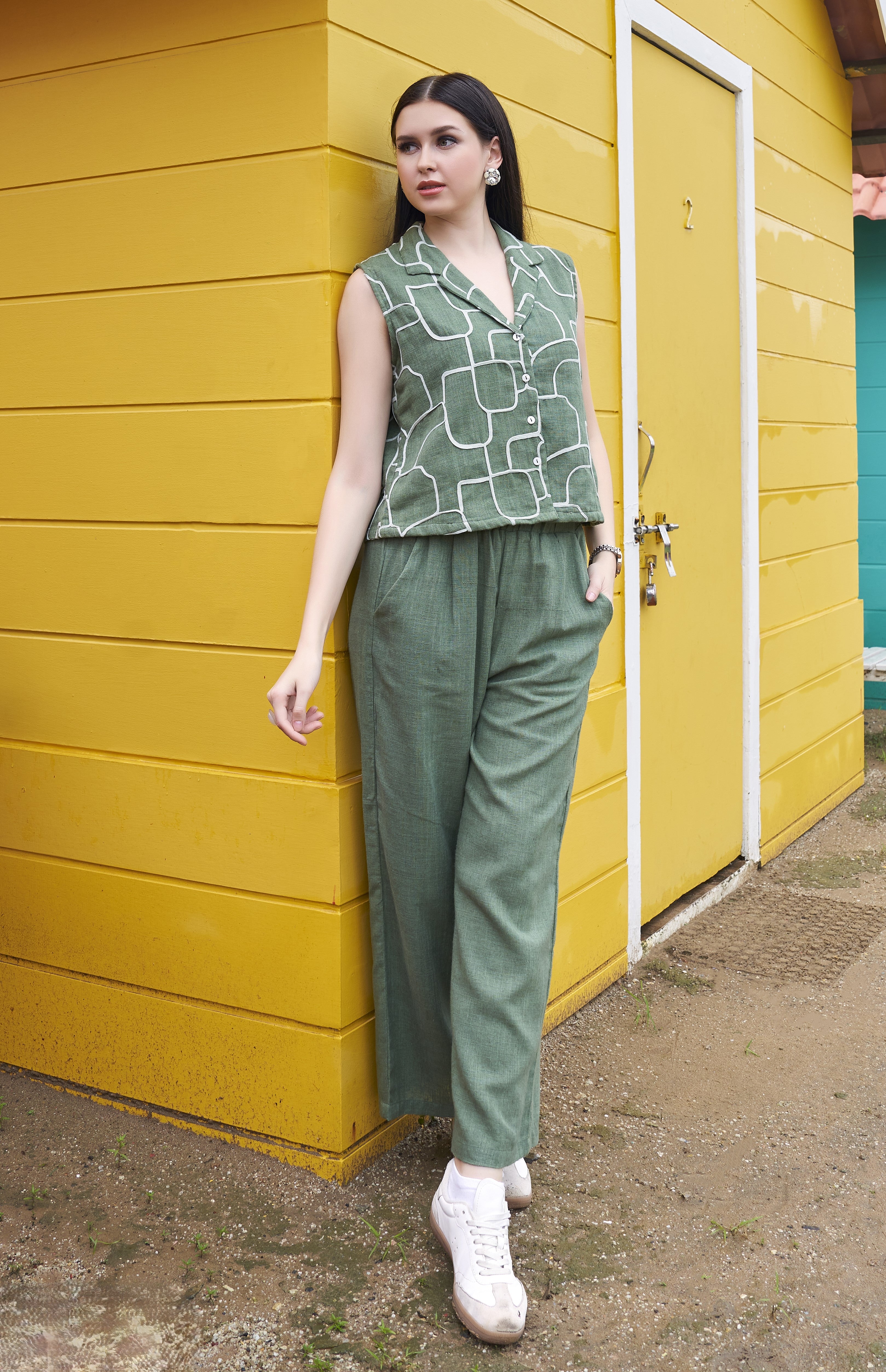 Sage Green Solid Organic Cotton Co-Ord Set