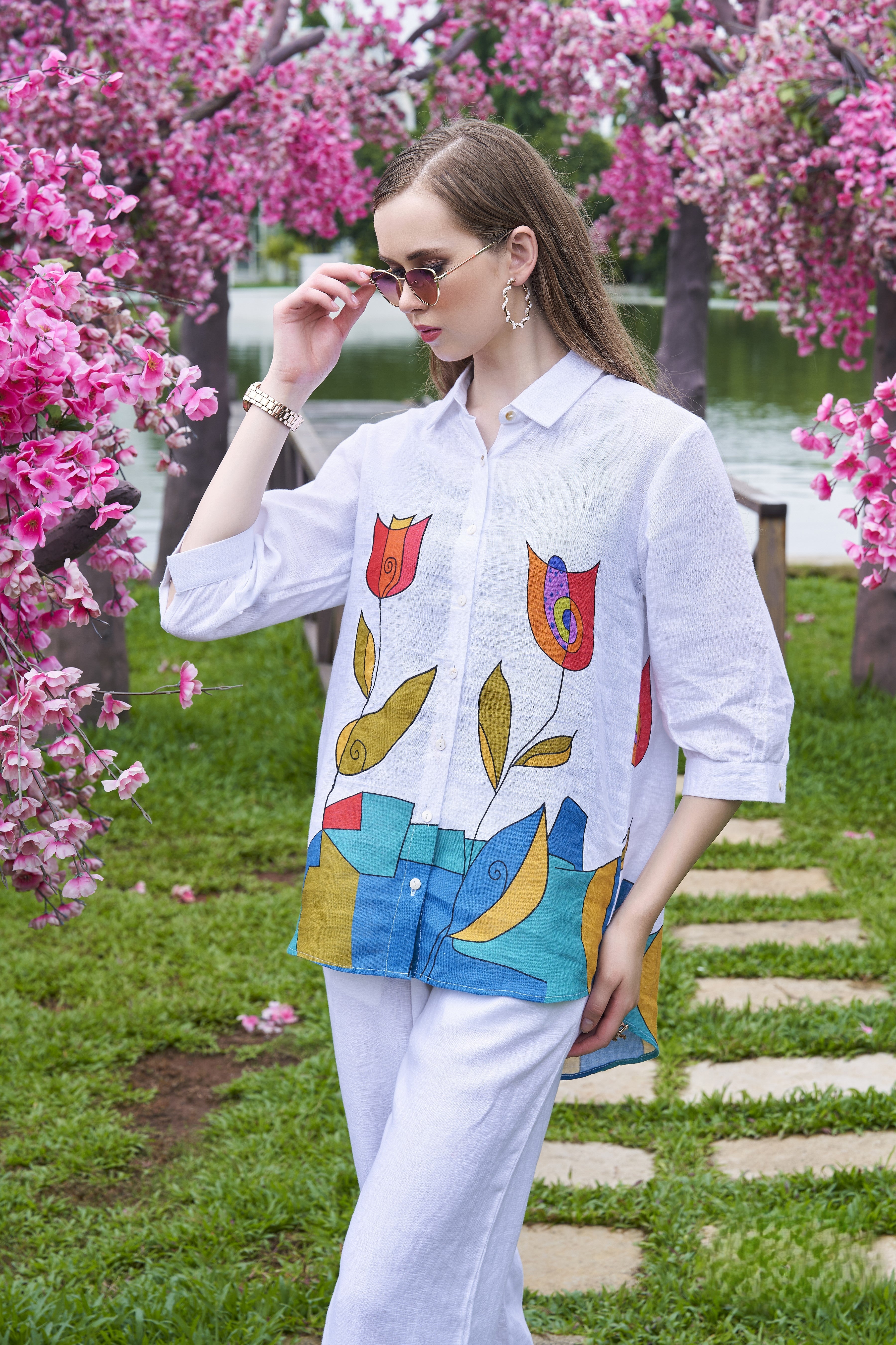 Pure White Printed Organic Khadi Shirt