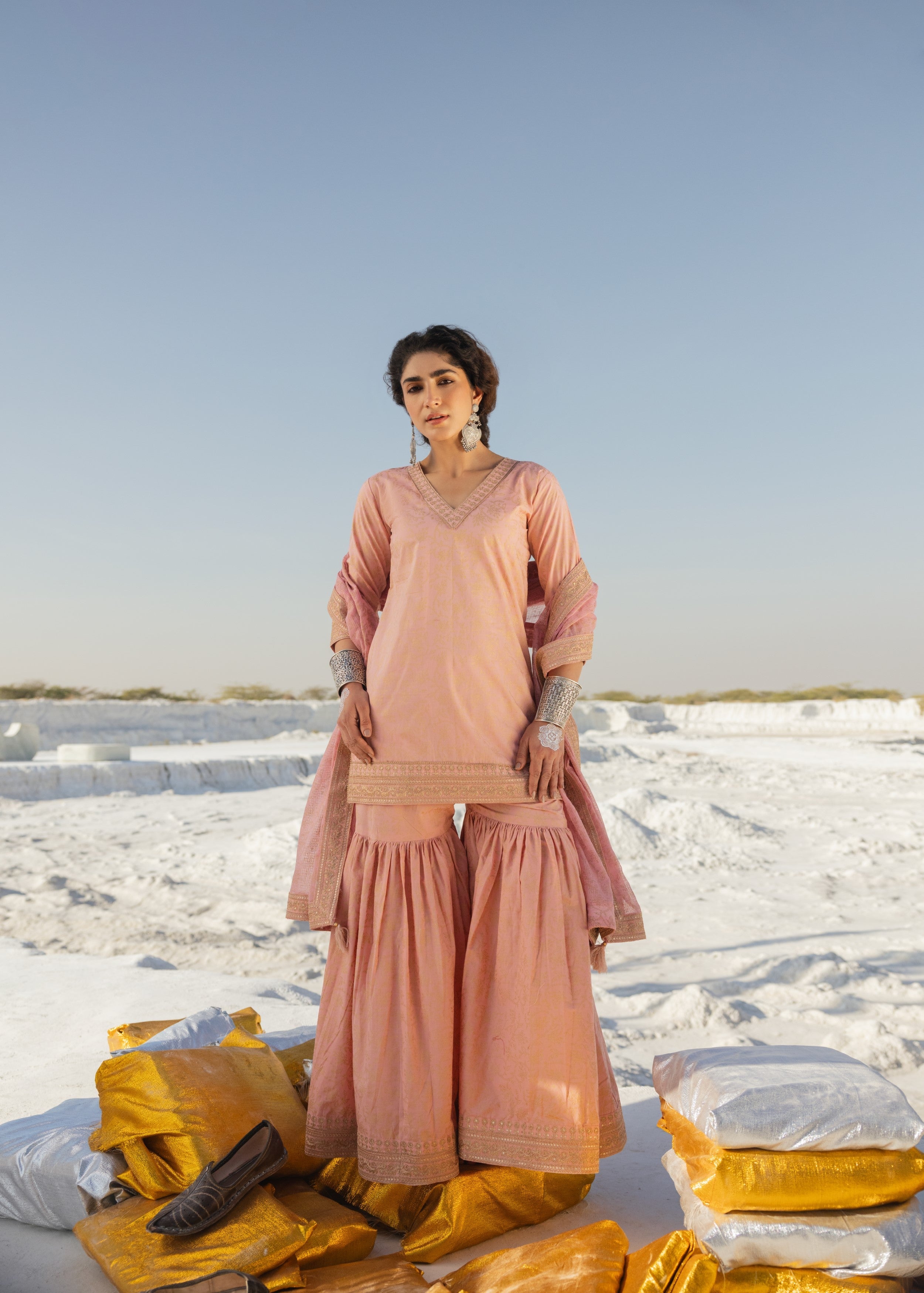 Blush Pink Printed Organic Cotton Sharara Set