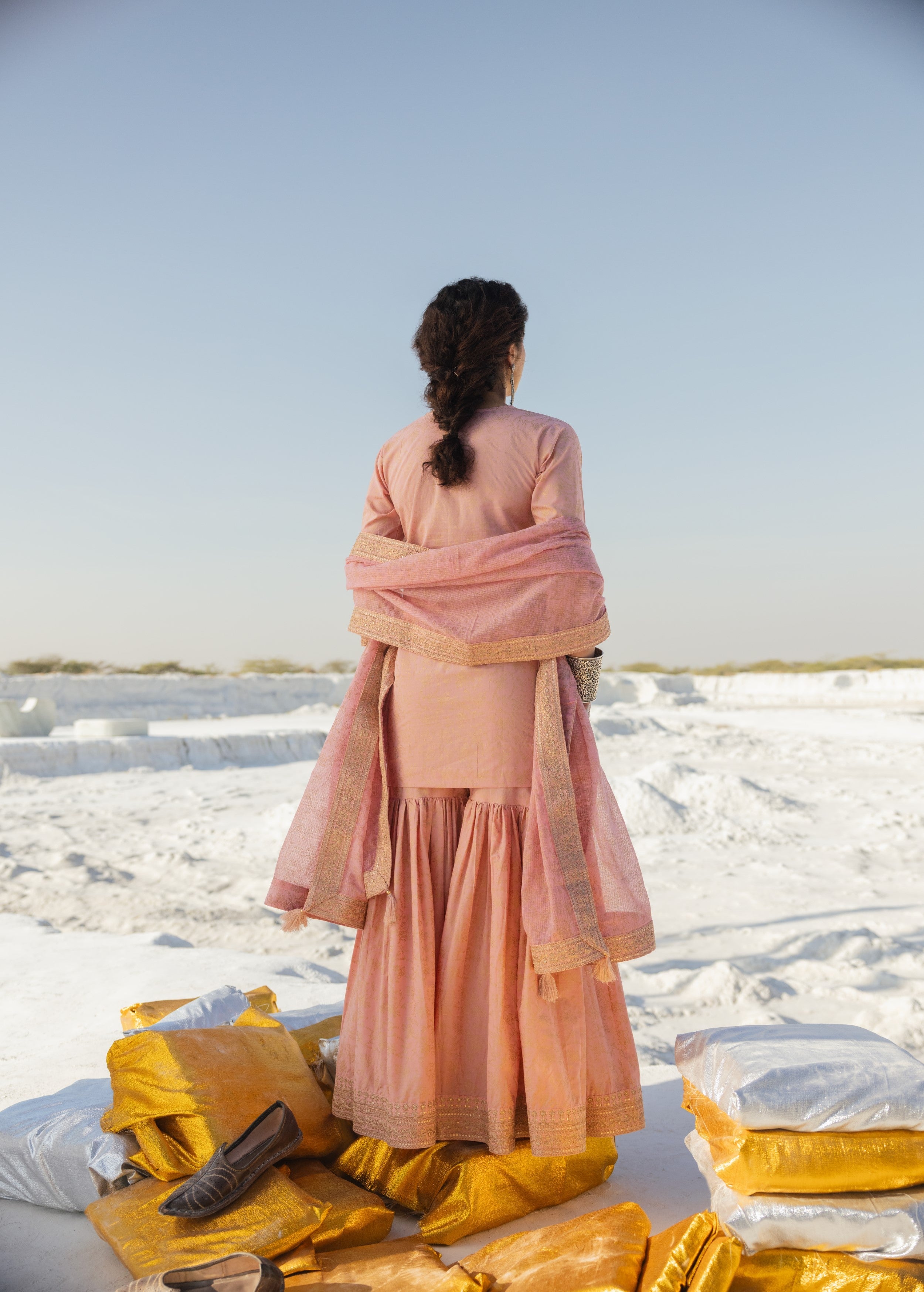 Blush Pink Printed Organic Cotton Sharara Set