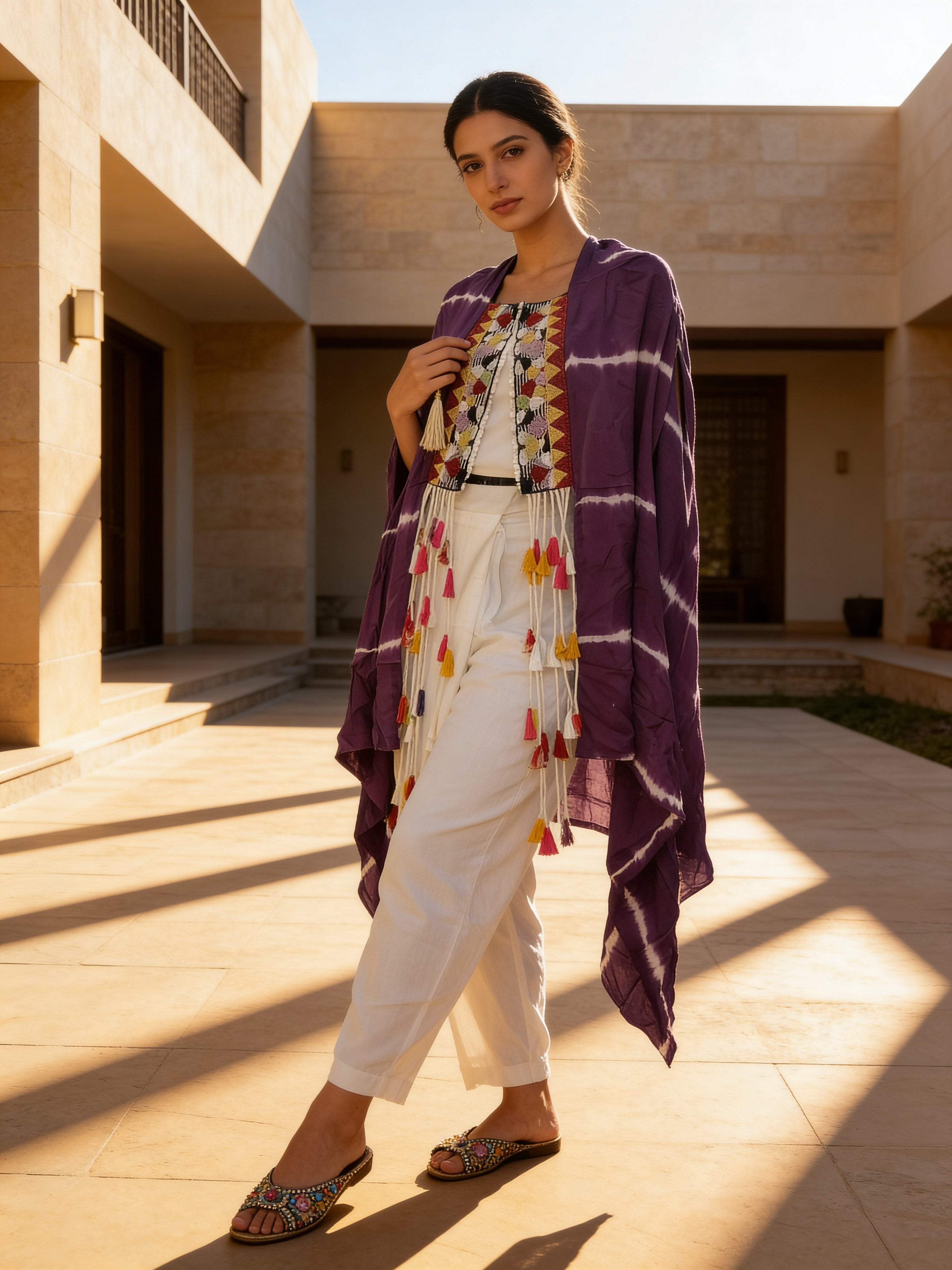 White Embellished Georgette Silk Co-Ord Set