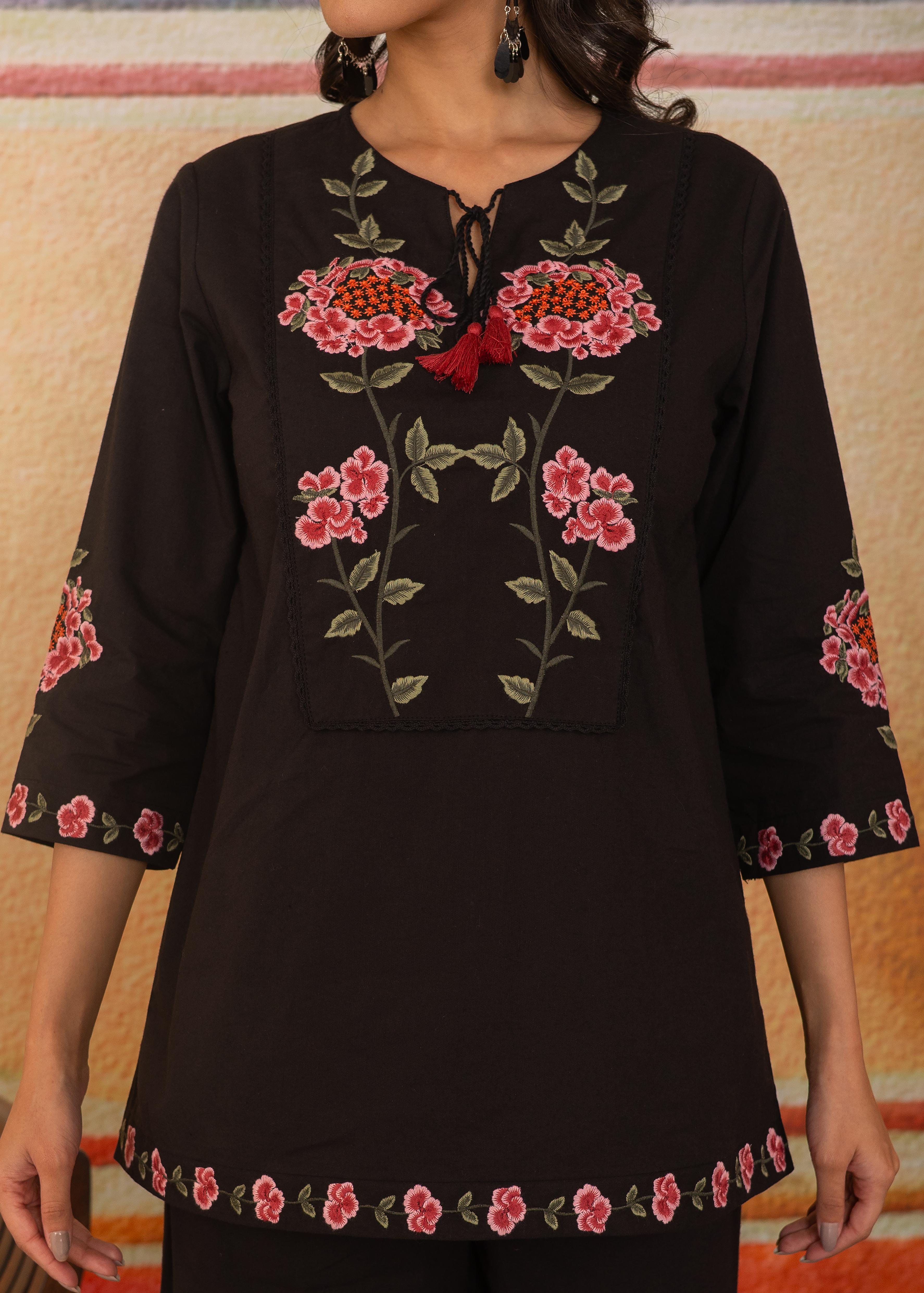 Coal Black Embroidered Co-ord Set
