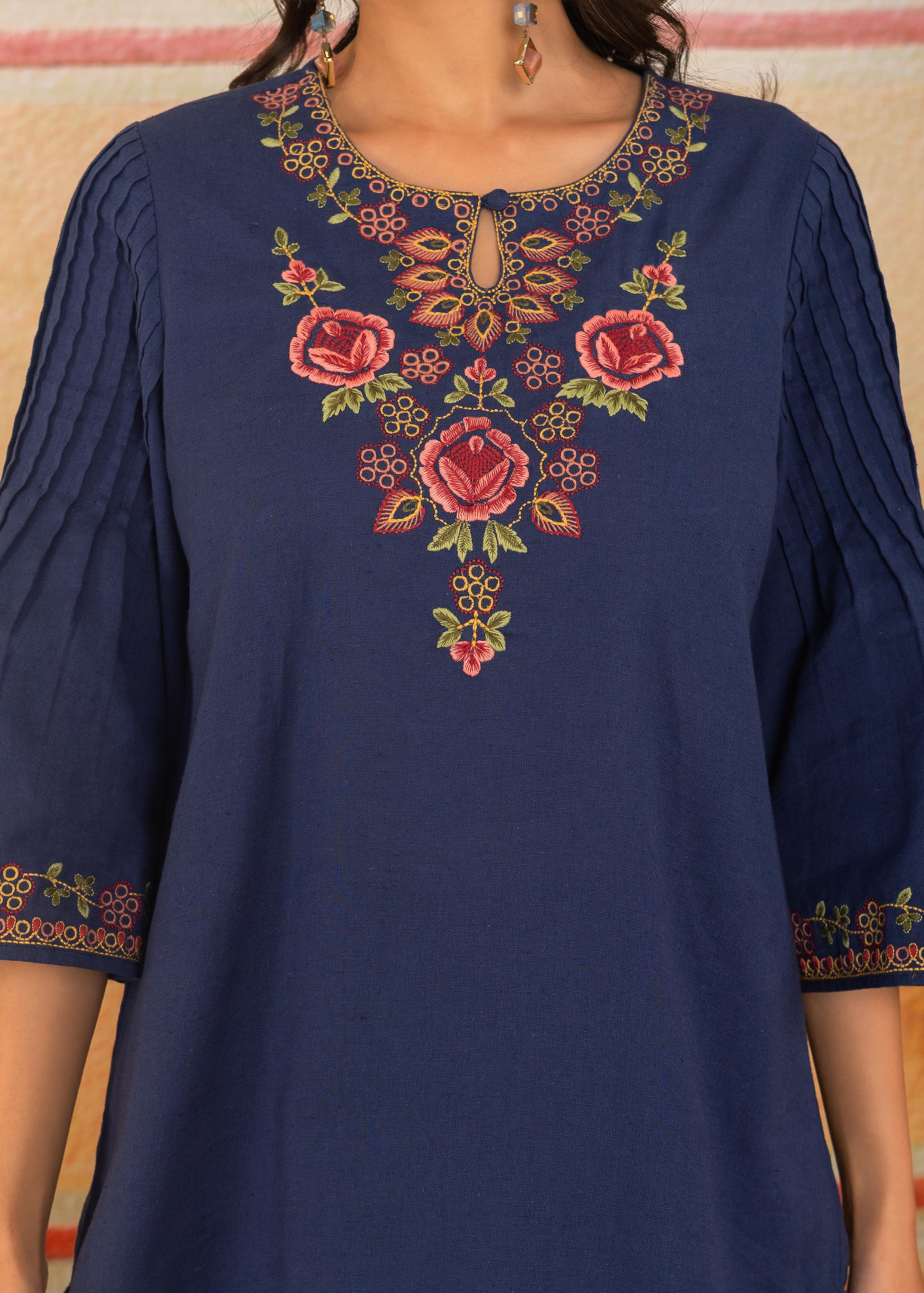 Sapphire Mist Floral Embroidered Co-ord Set