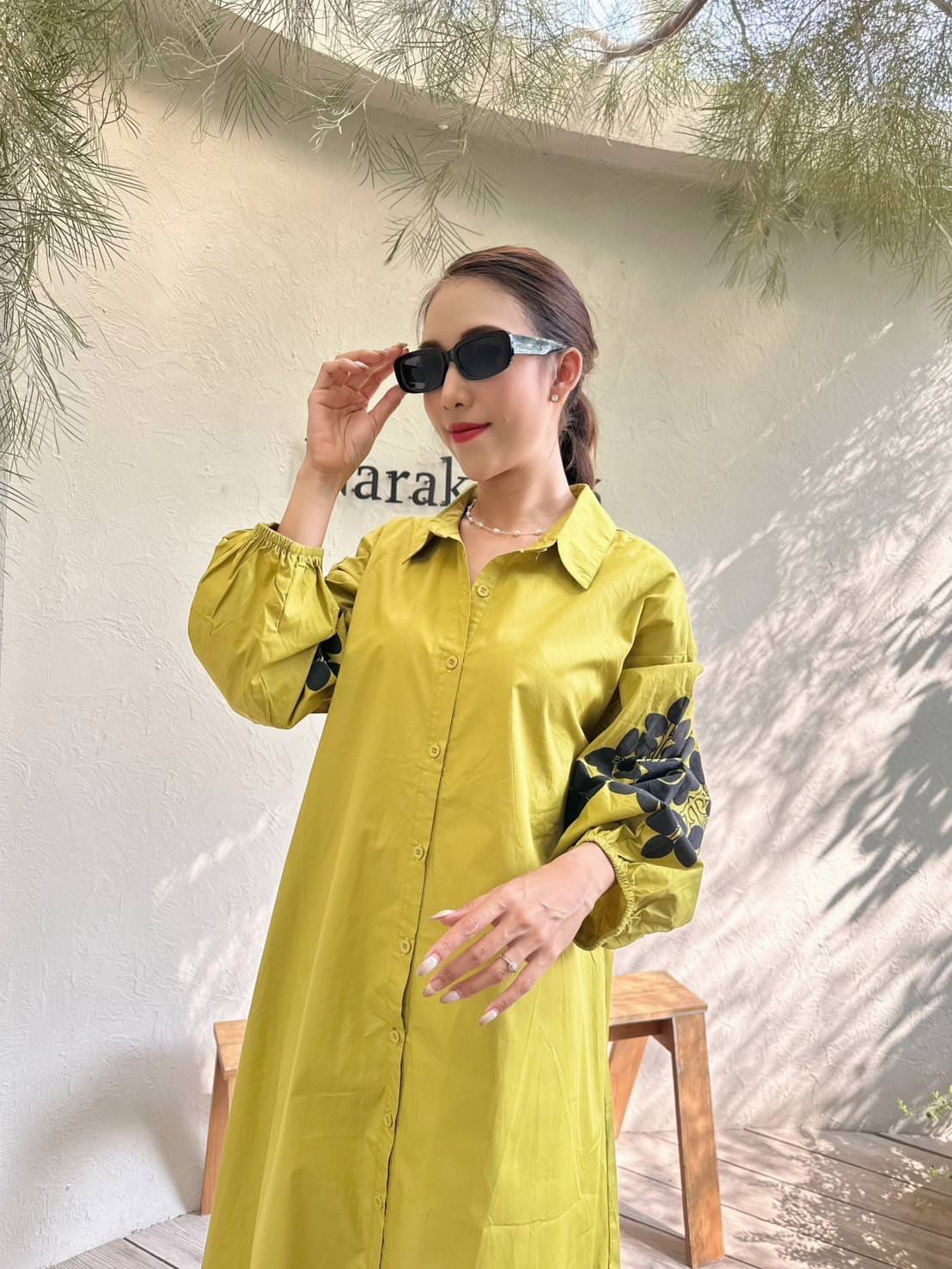 Chartreuse Yellow Cotton Dress