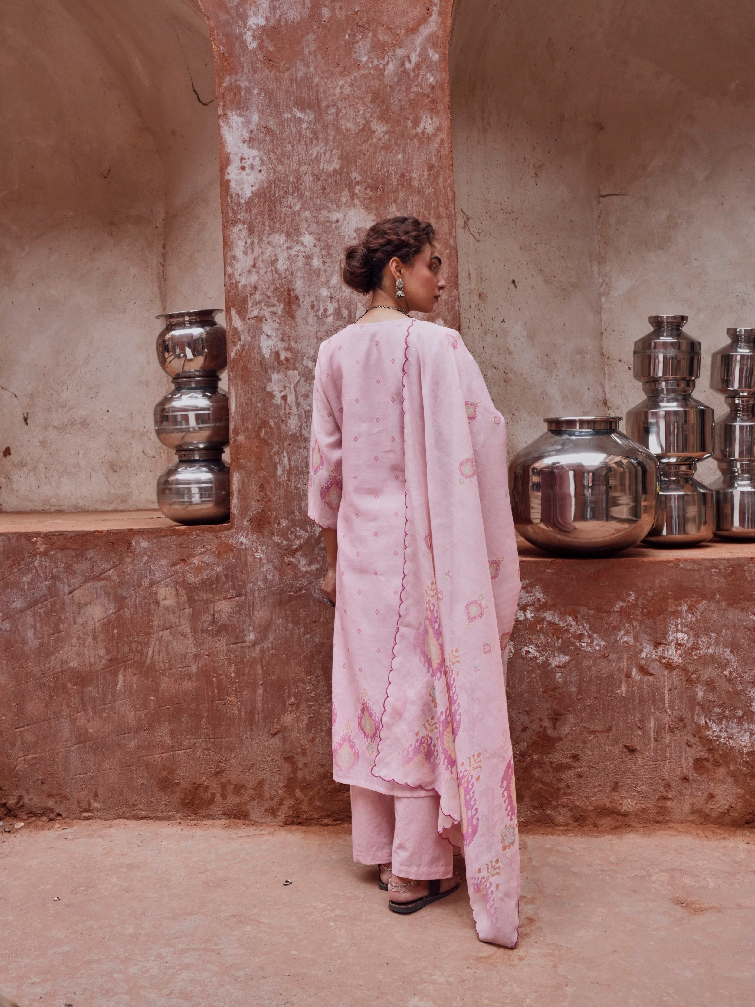 Soft Pink Chanderi Pant Set