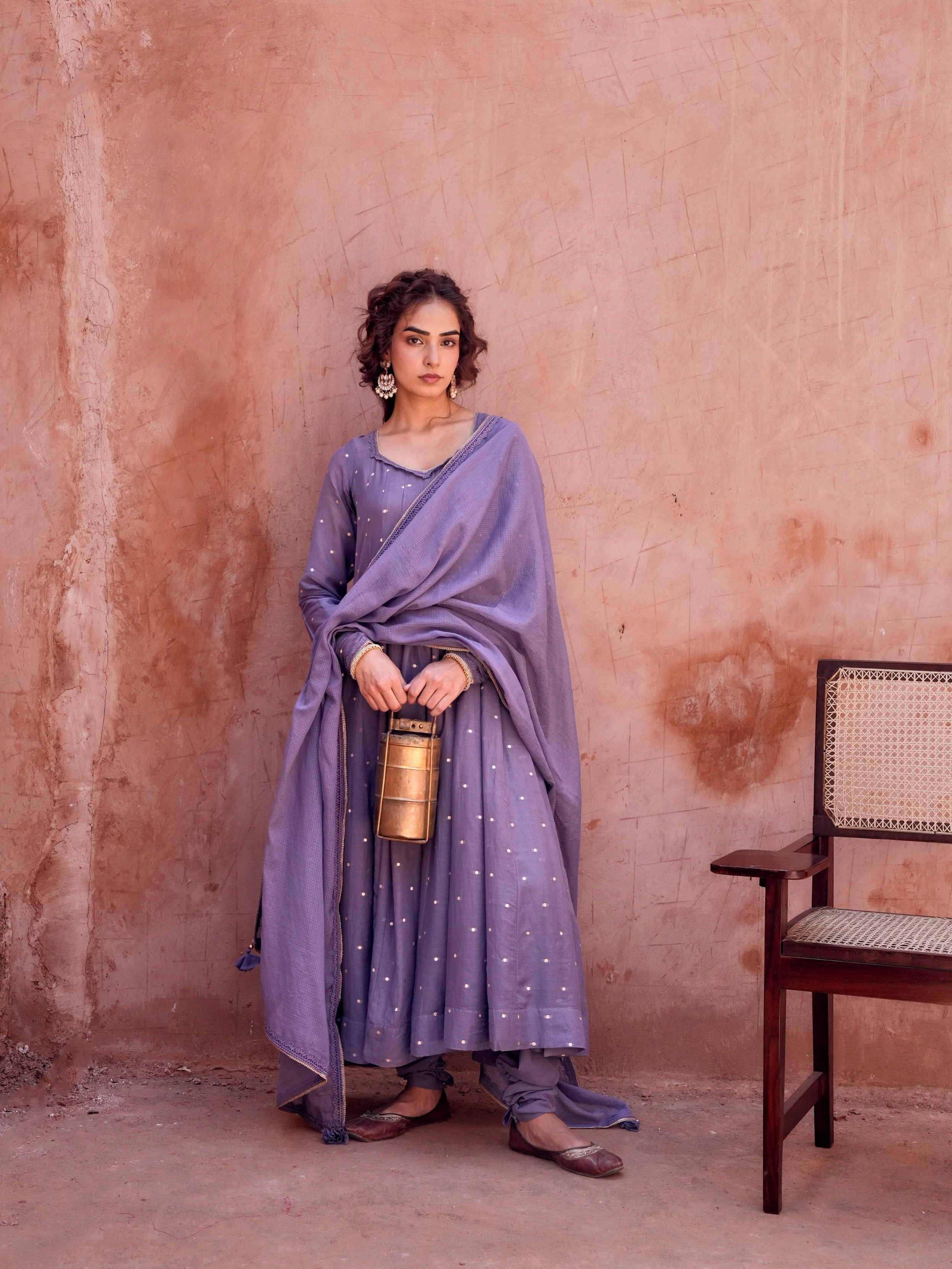 Lavender Anarkali Set