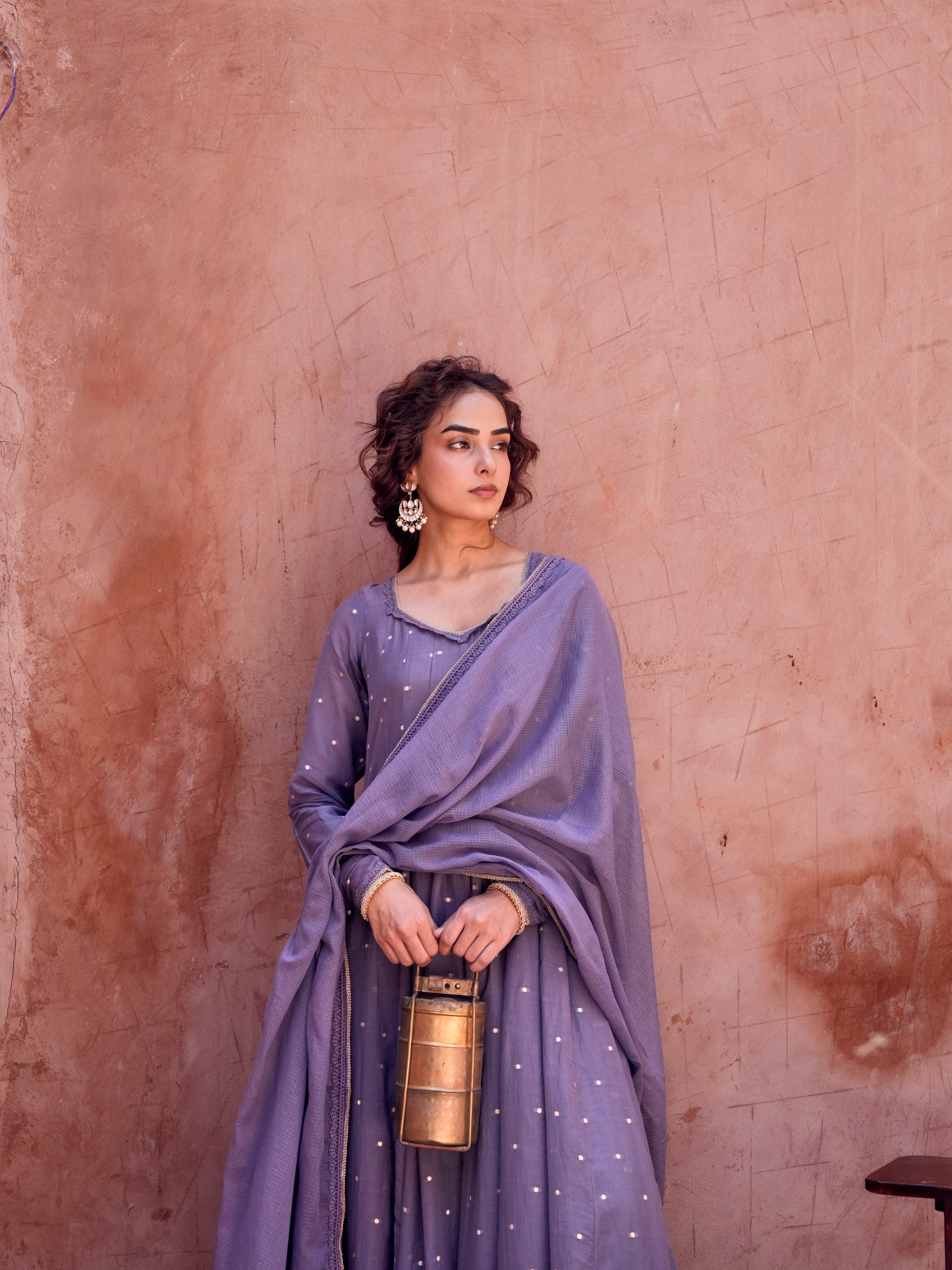 Lavender Anarkali Set