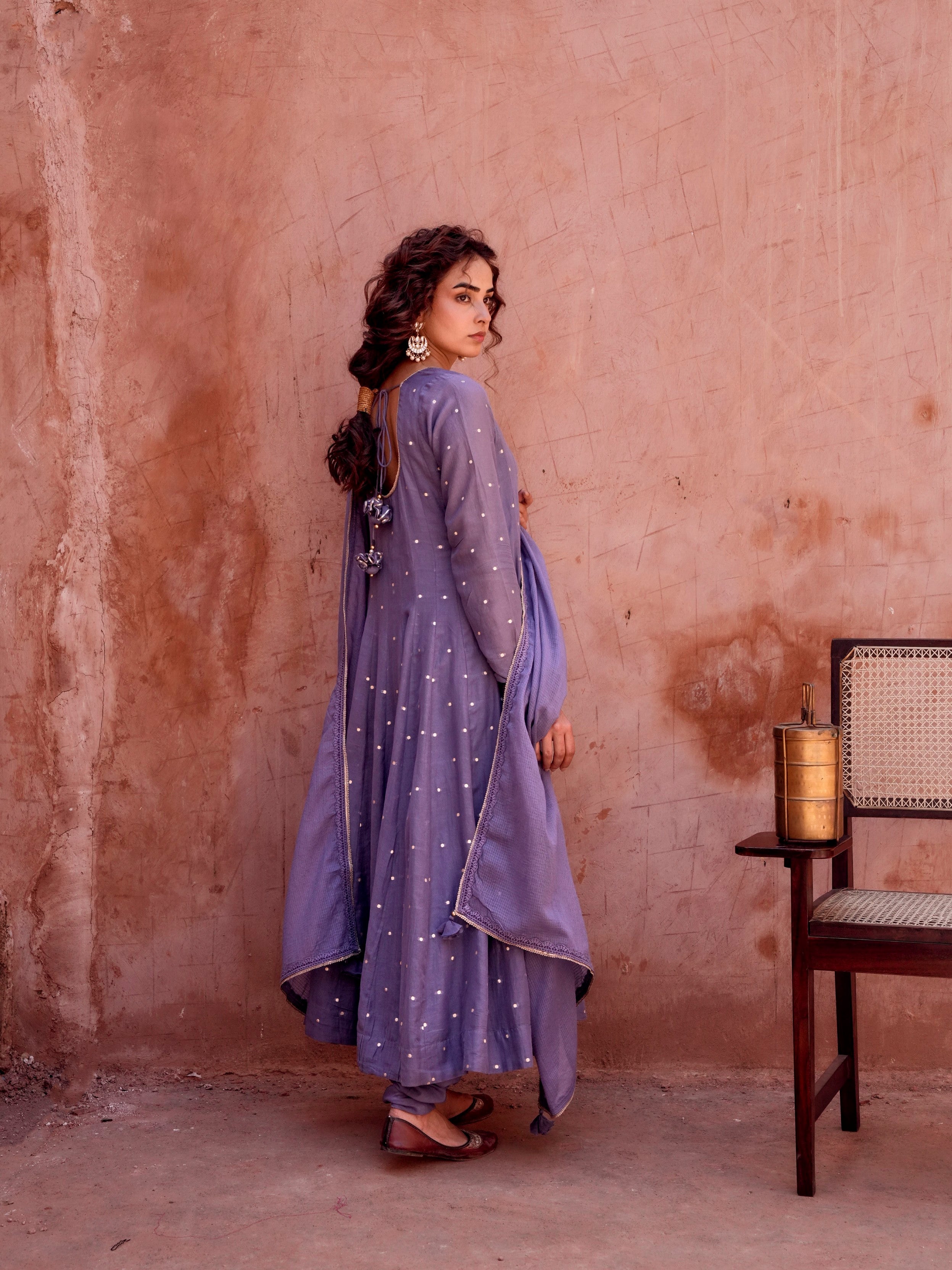 Lavender Anarkali Set