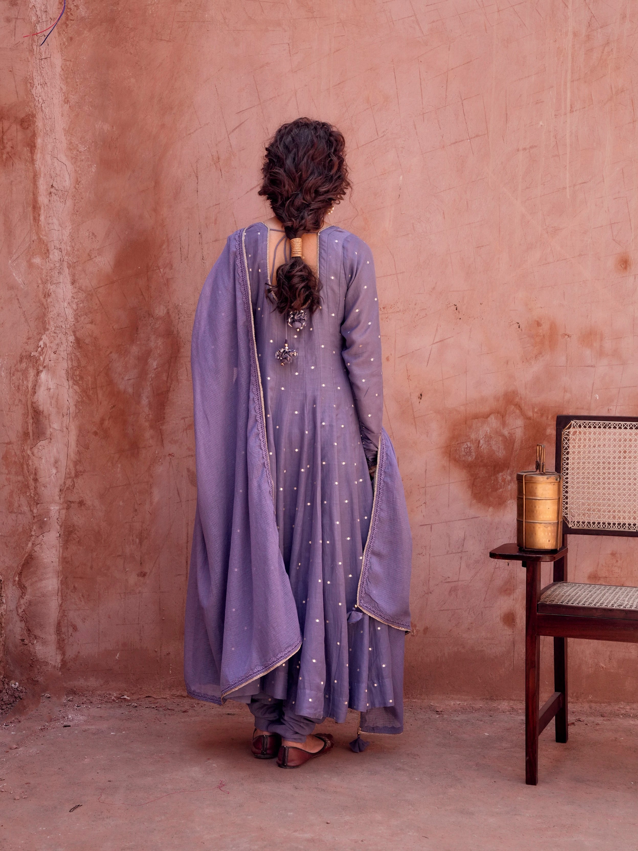 Lavender Anarkali Set