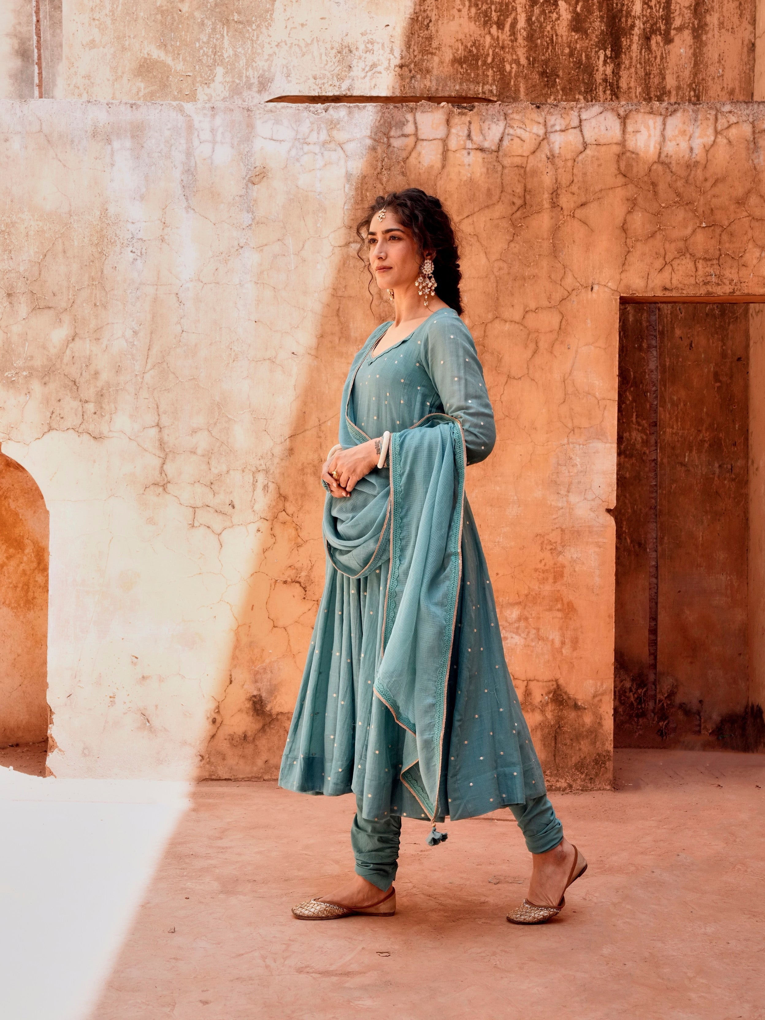Teal Blue Anarkali Set