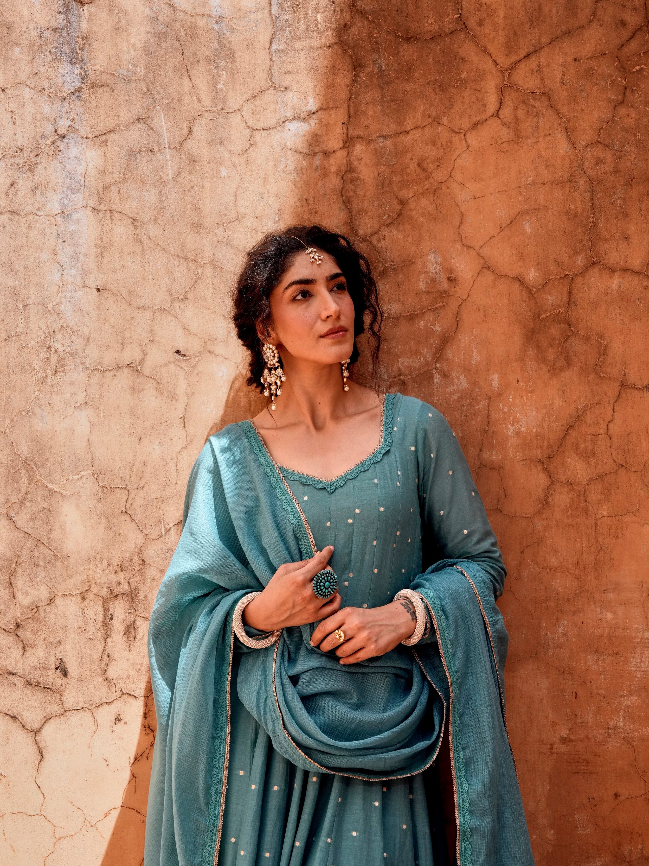 Teal Blue Anarkali Set