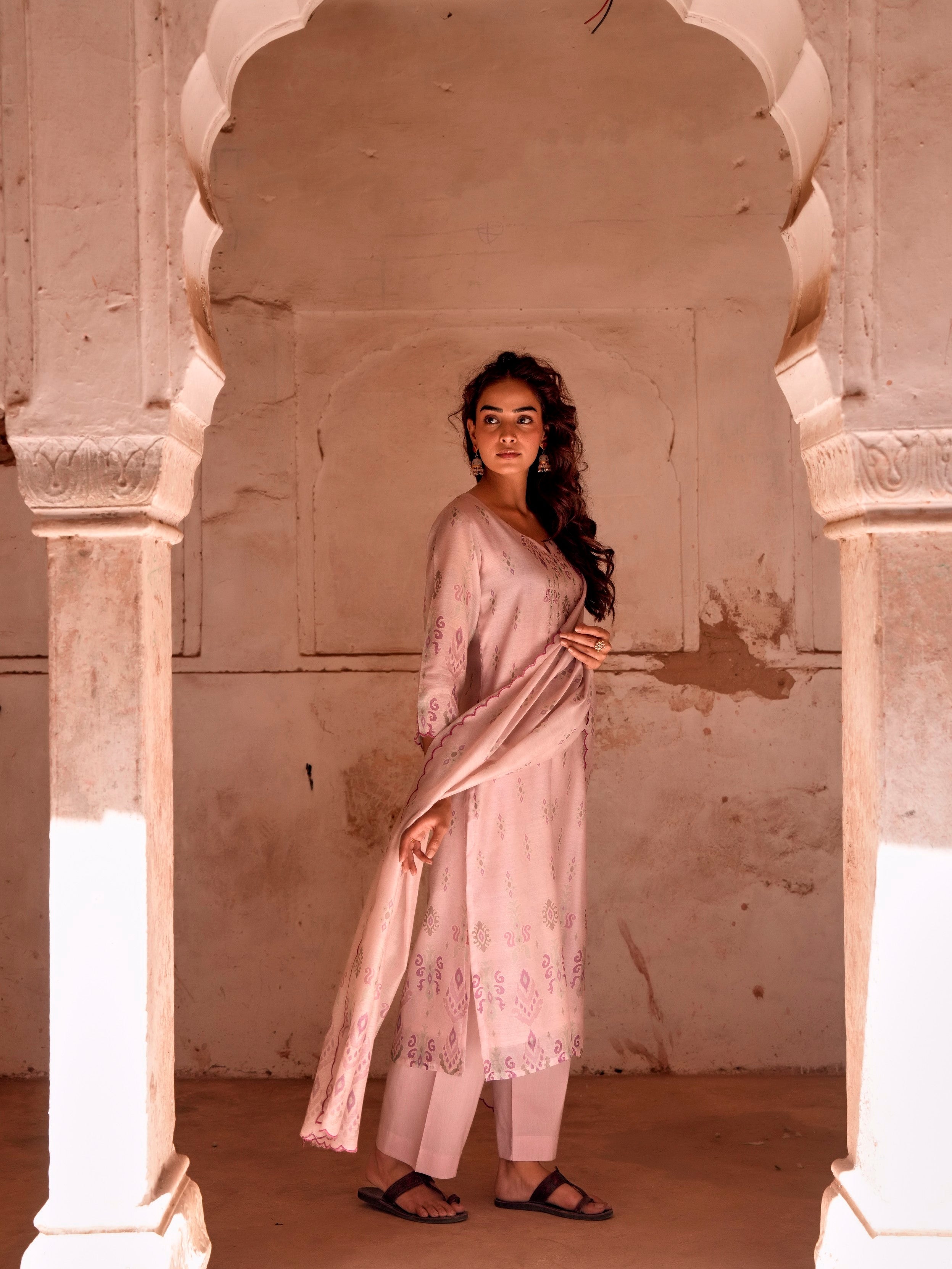 Dusty Pink Printed Pant Set