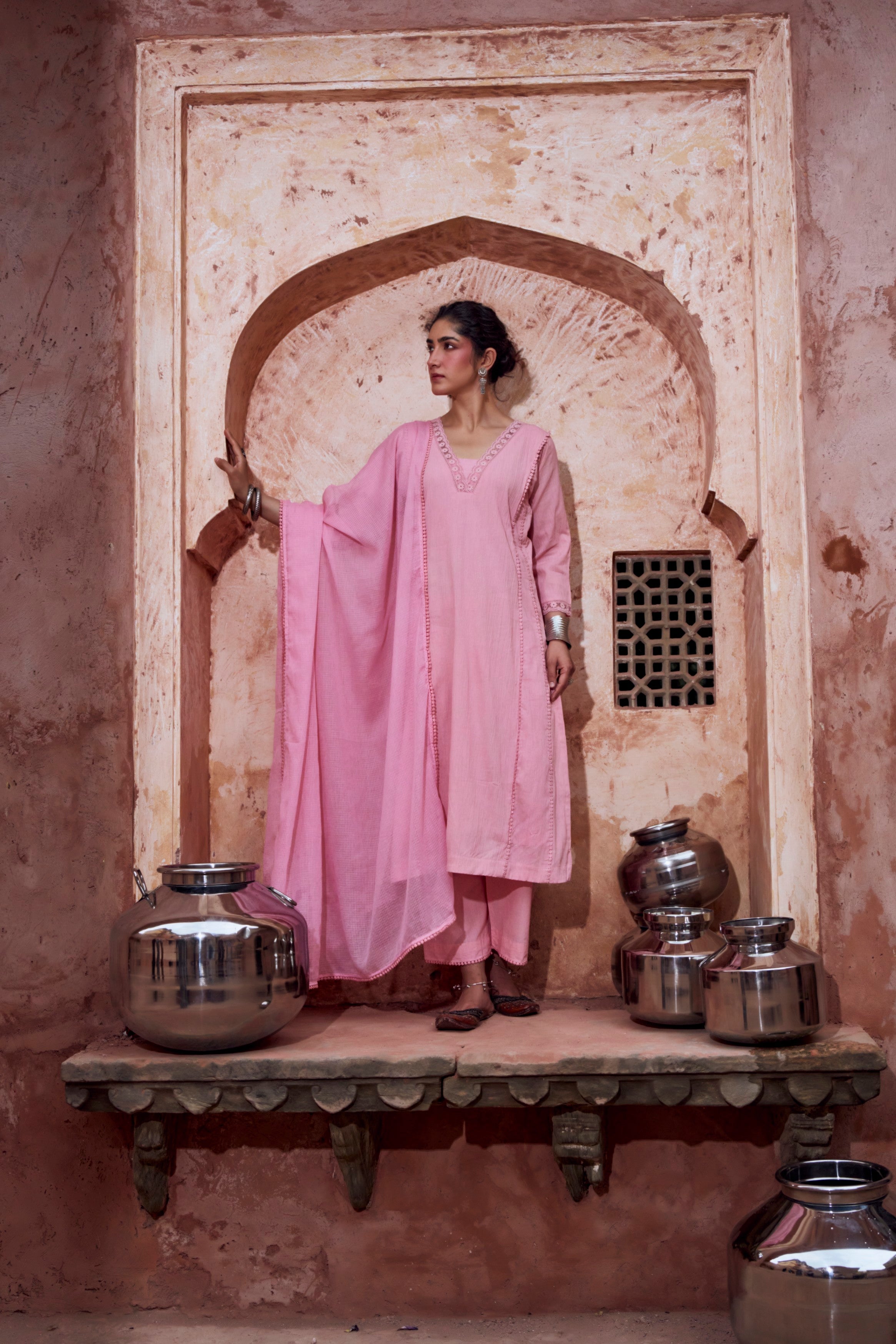 Blush Pink Cotton Pant Set
