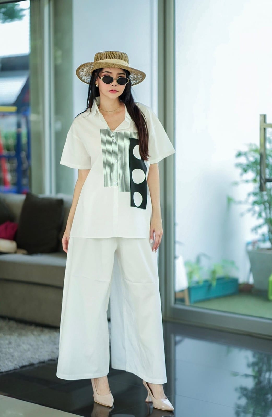 White Plastisol Print Co-Ord Set