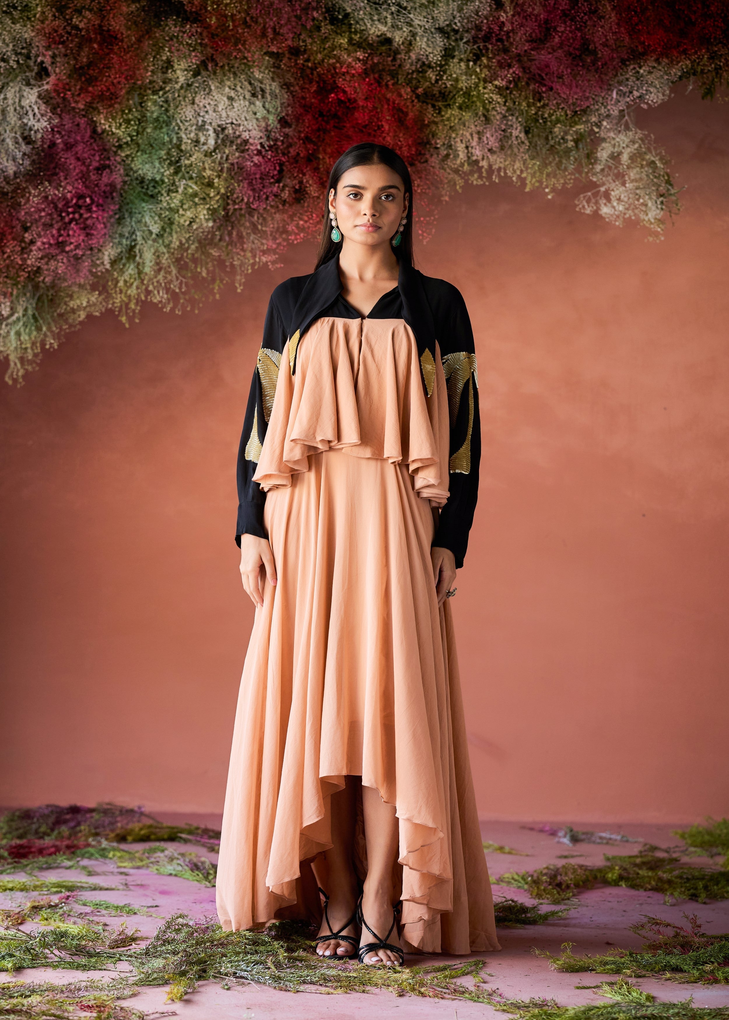 Peach Embellished Organic Cotton Gown