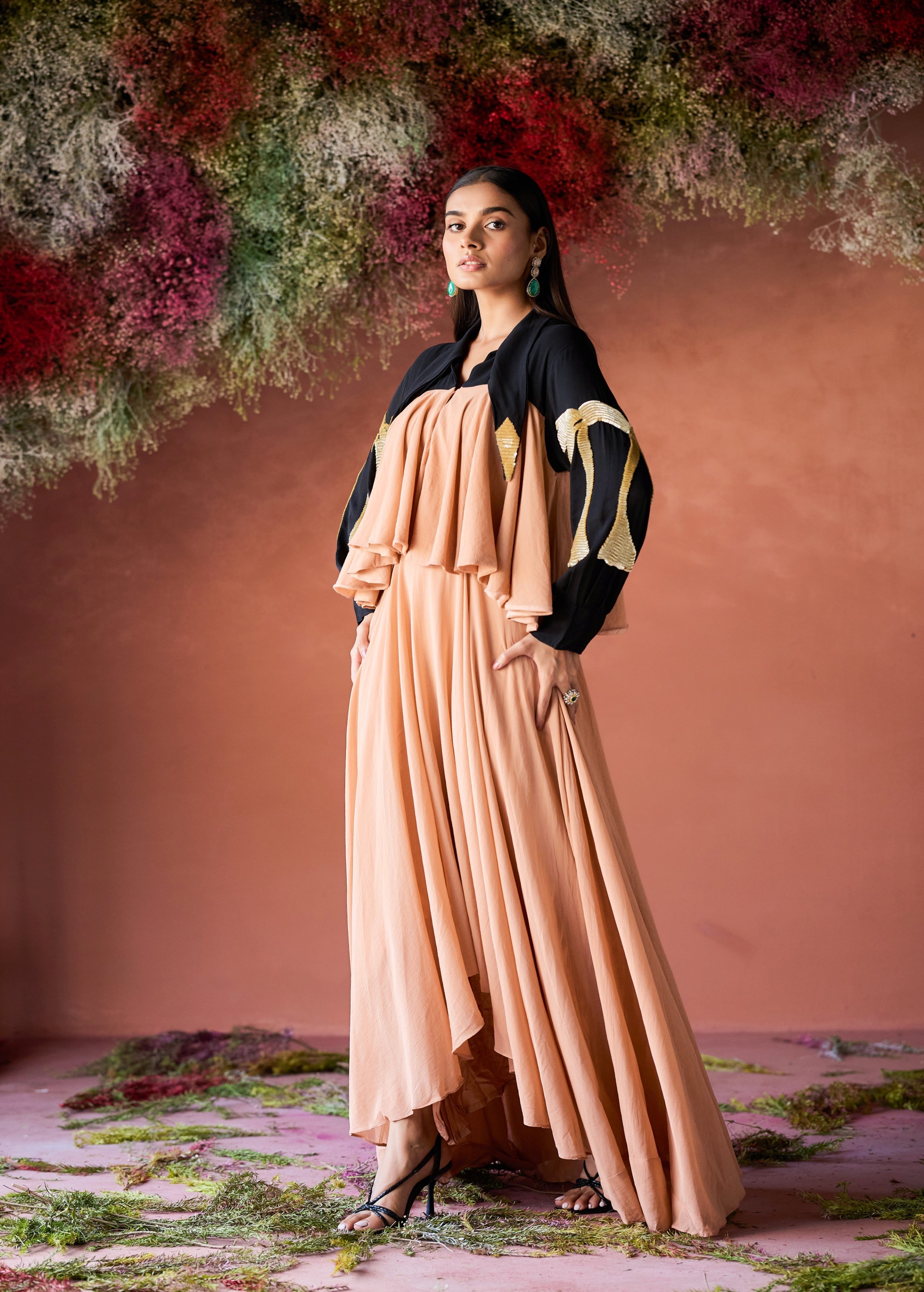 Peach Embellished Organic Cotton Gown