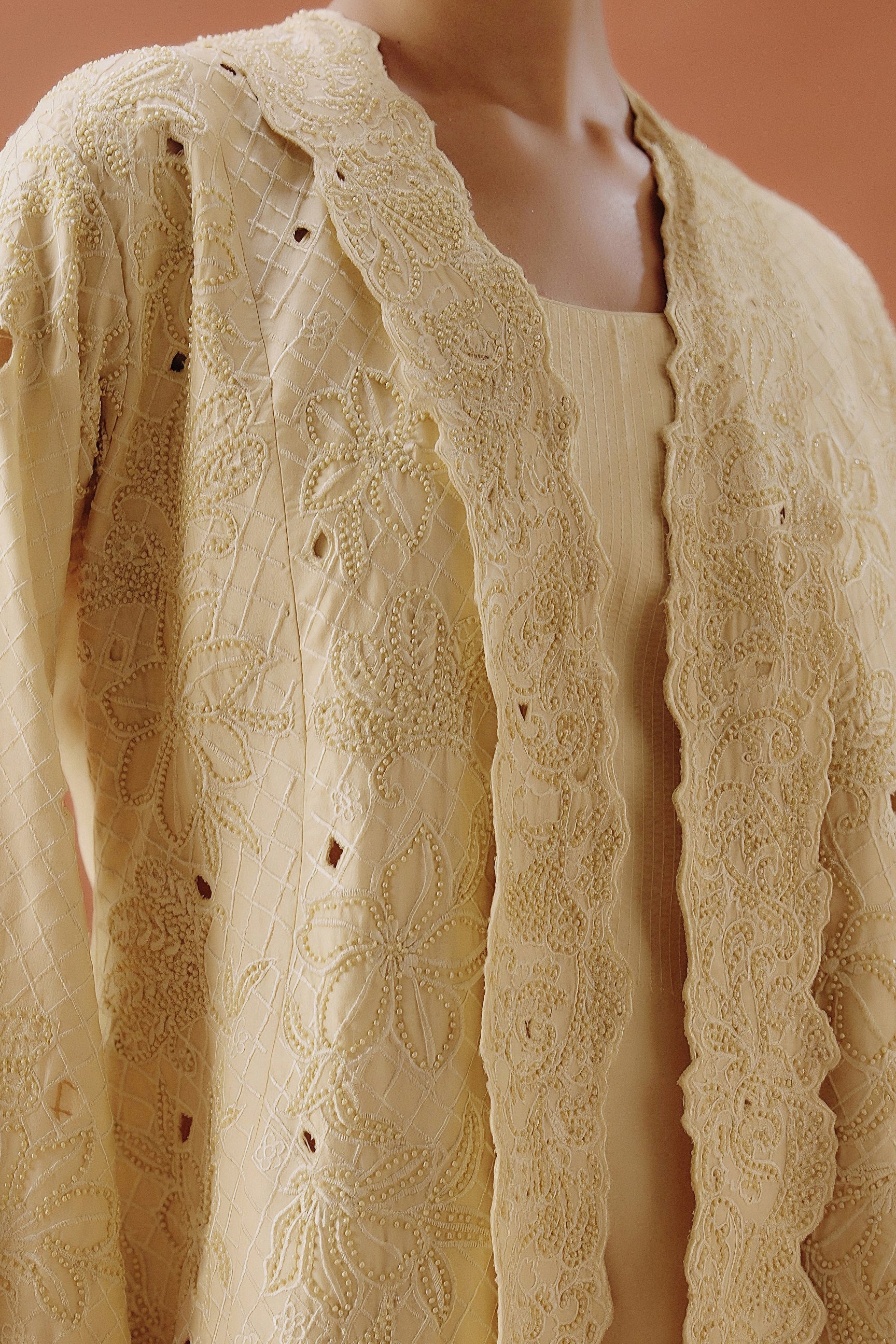 Pale Yellow Embroidered Chanderi Silk Co-Ord Set