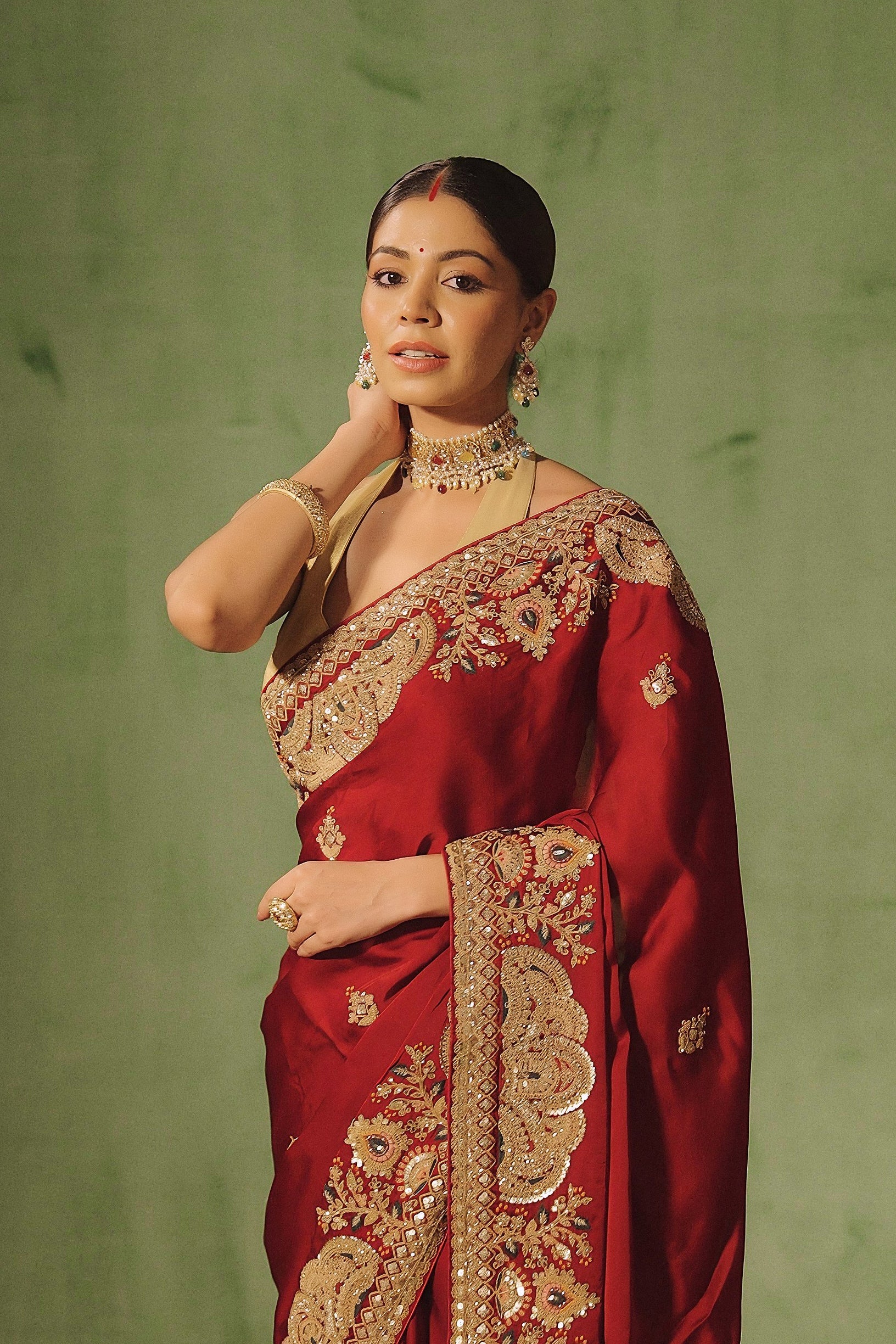 Royal Maroon Embellished Premium Silk Saree