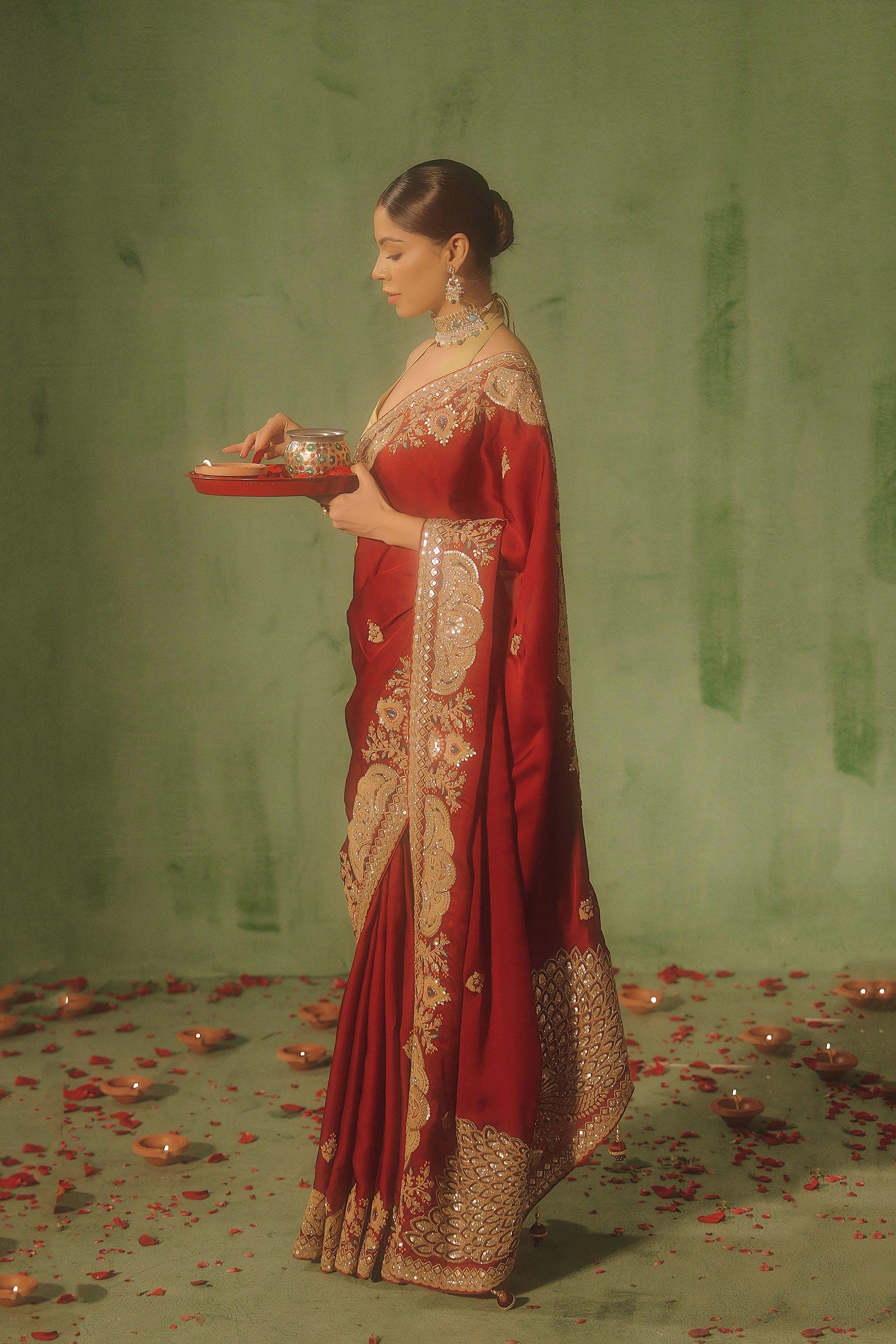 Royal Maroon Embellished Premium Silk Saree