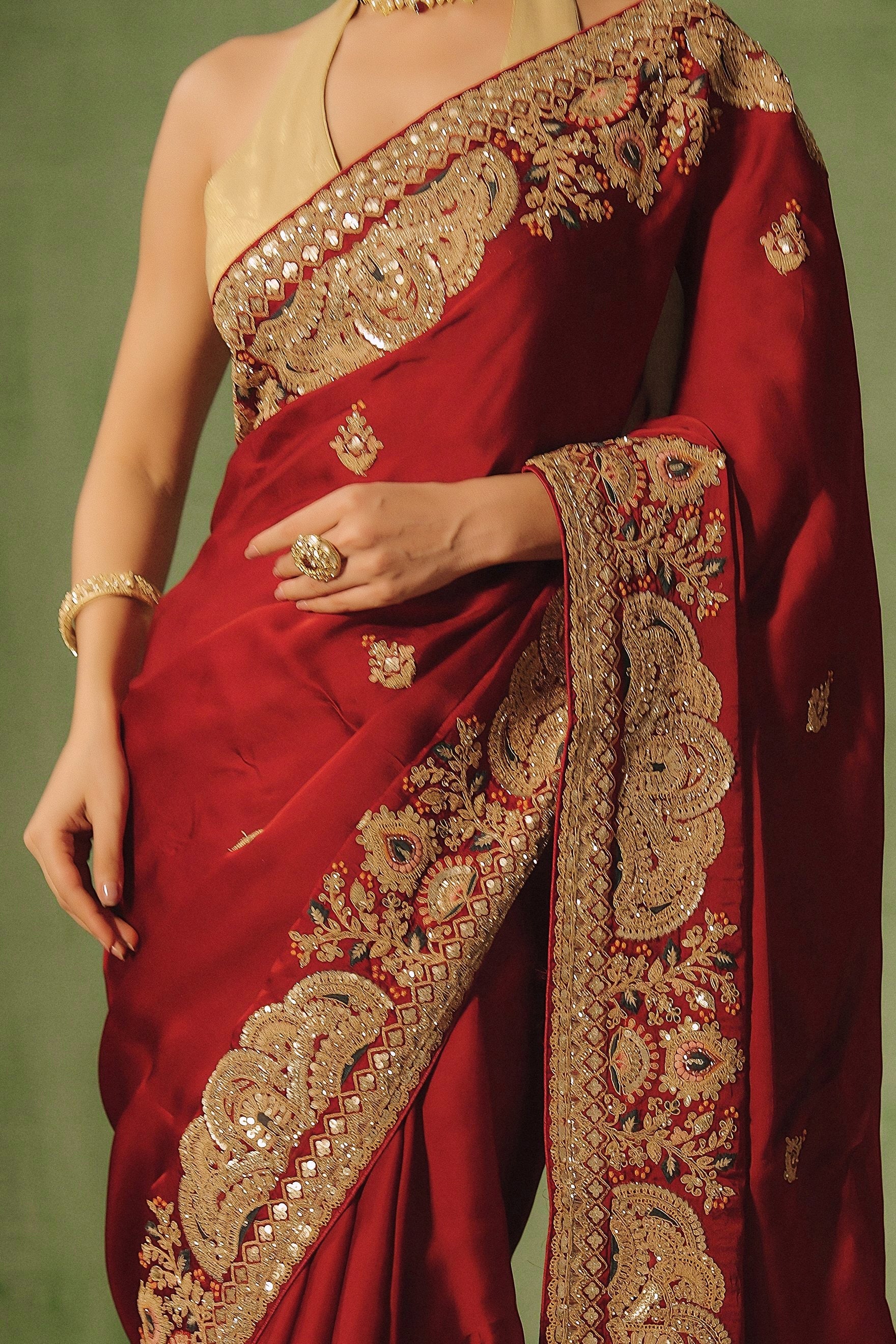 Royal Maroon Embellished Premium Silk Saree