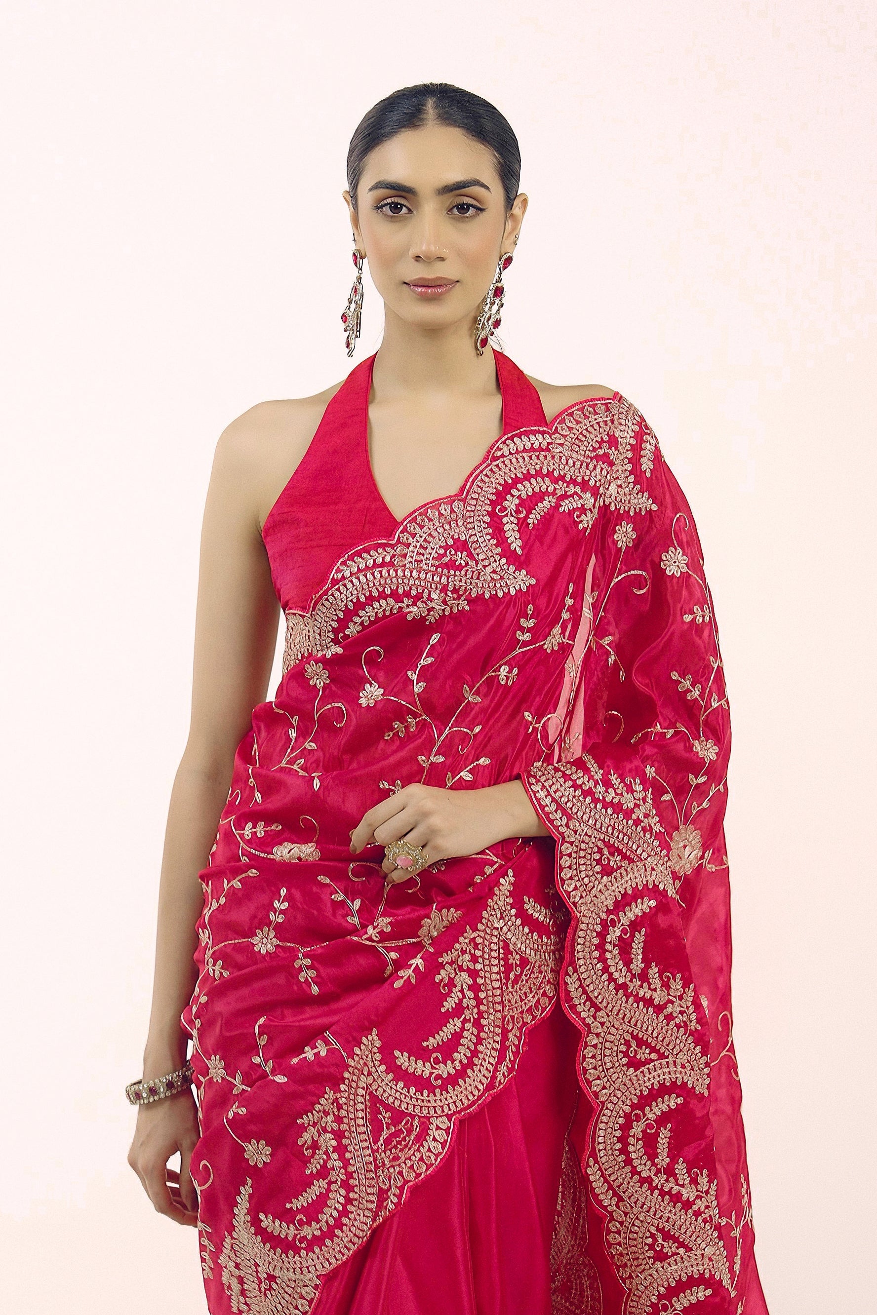 Rani Pink Embellished Premium Silk Saree