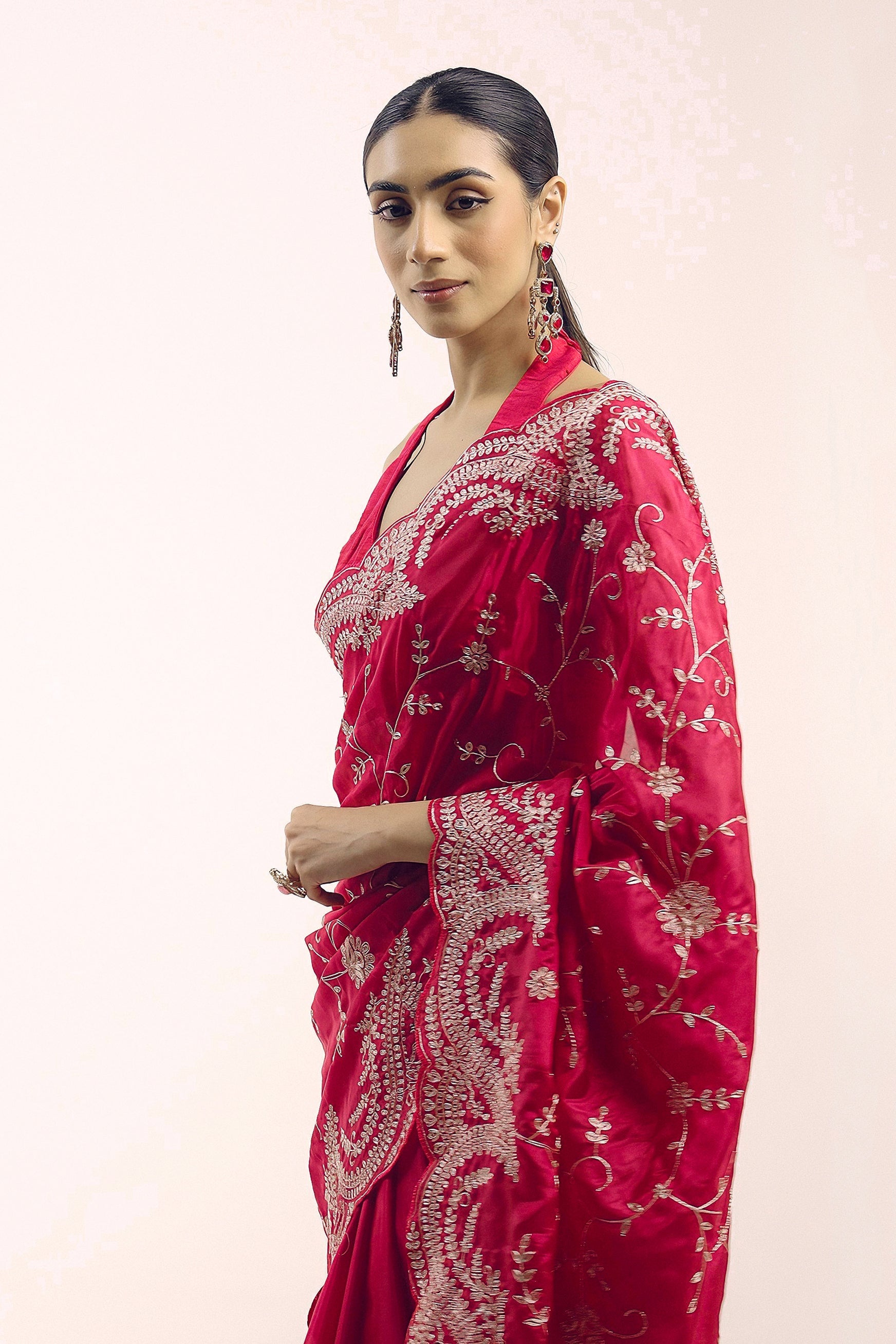 Rani Pink Embellished Premium Silk Saree
