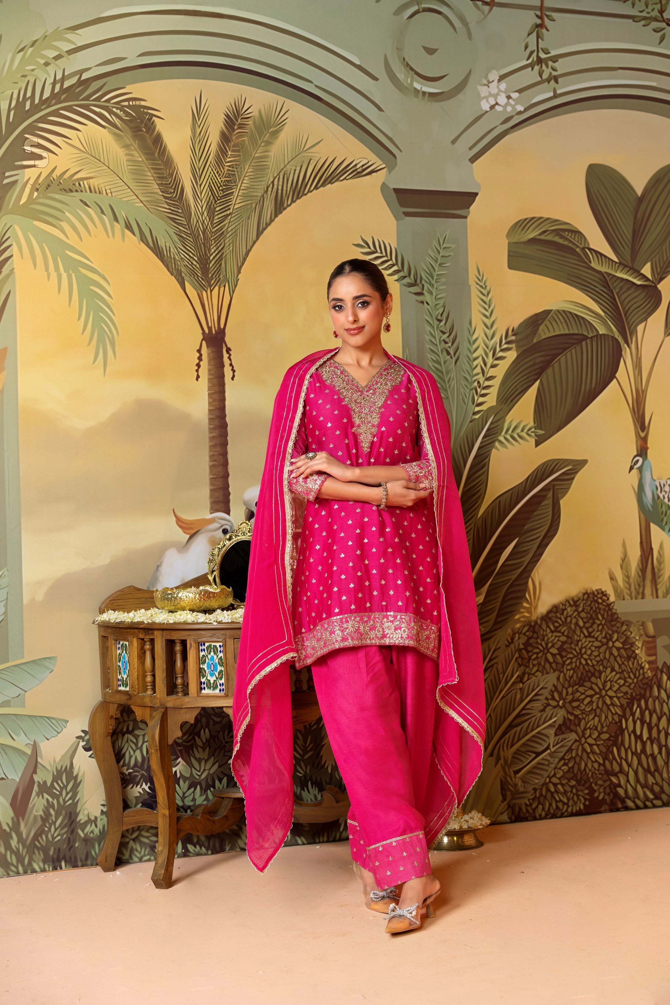 Rani Pink Embellished Pant Set