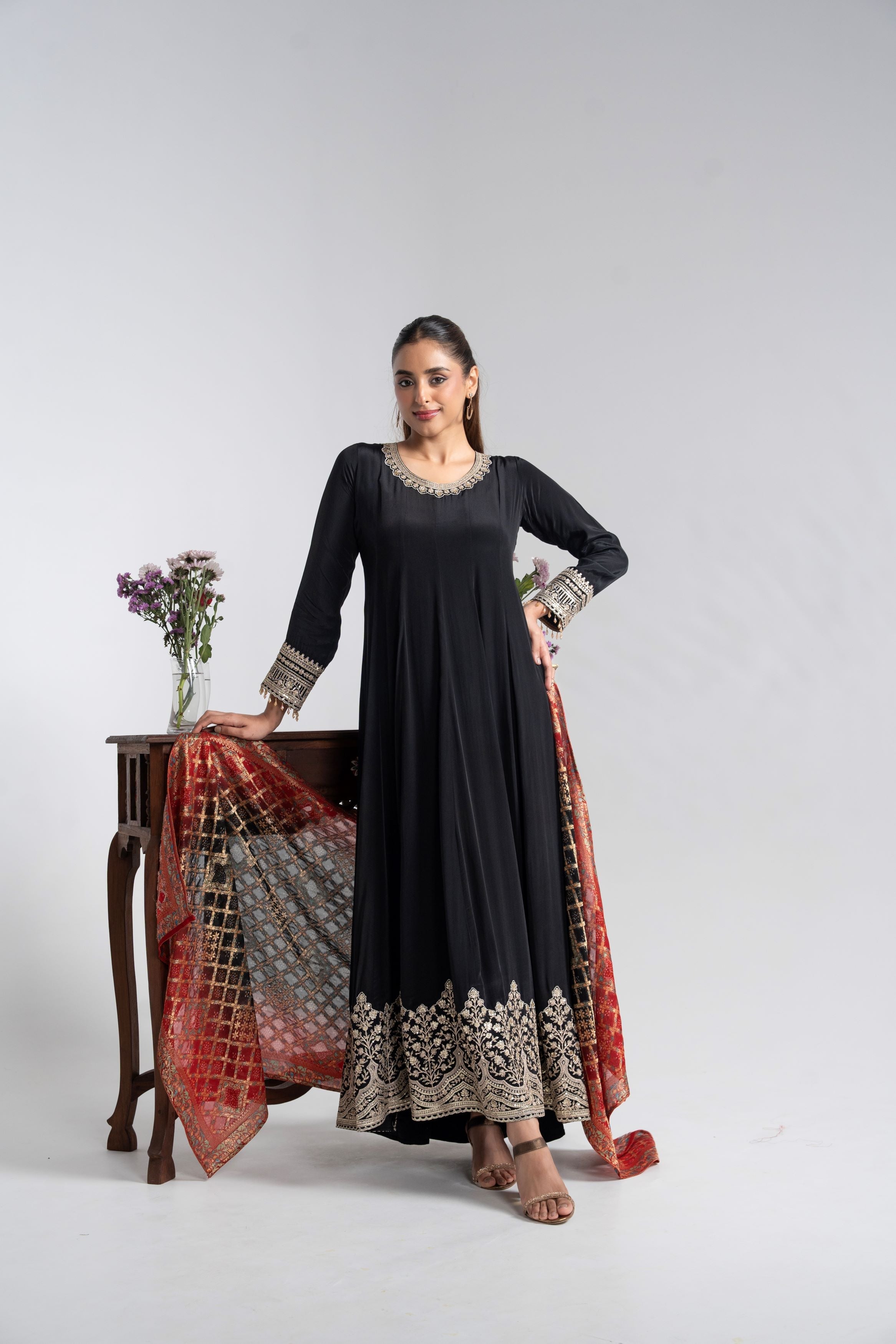 Classic Black Anarkali Set