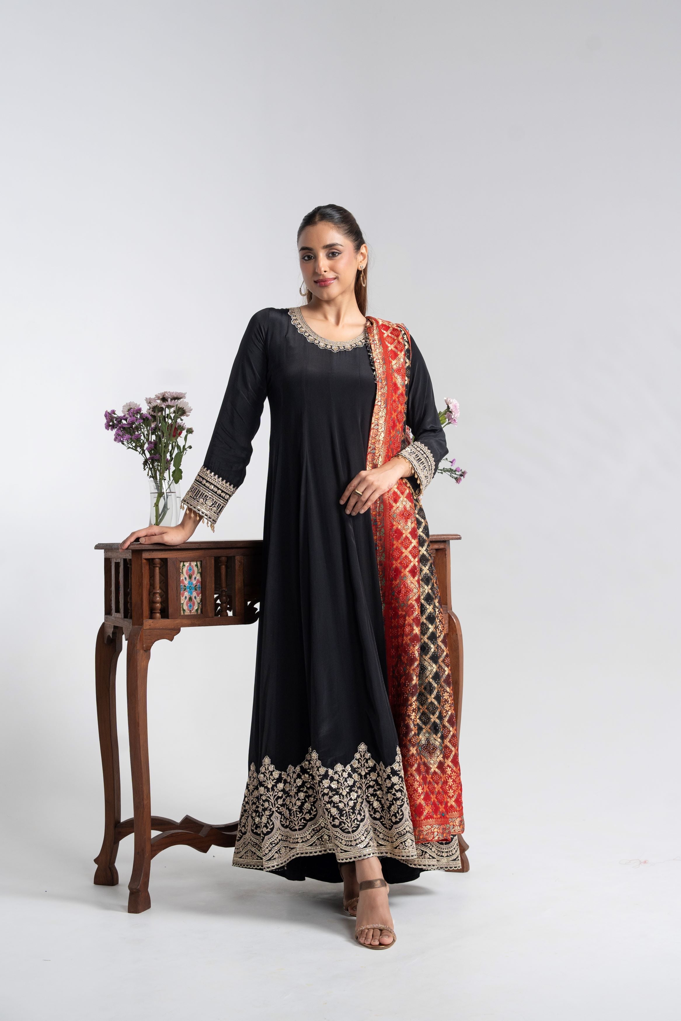 Classic Black Anarkali Set