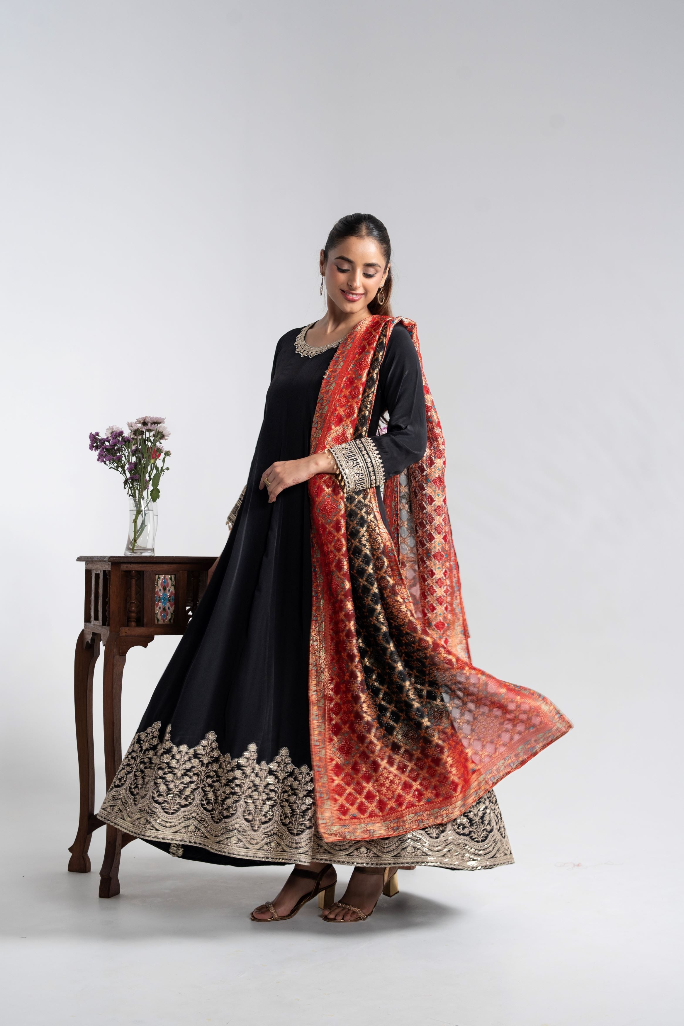 Classic Black Anarkali Set