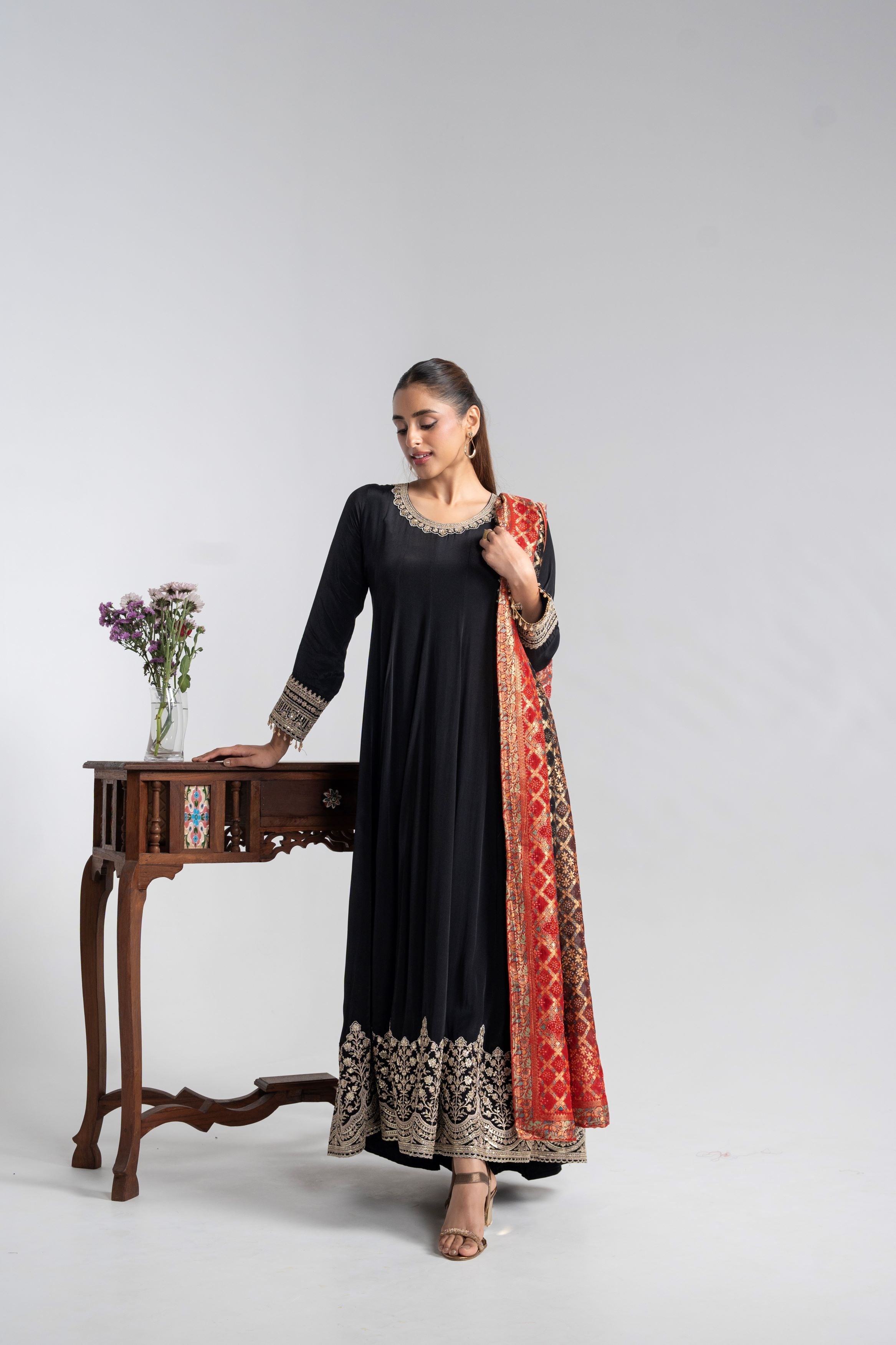 Classic Black Anarkali Set
