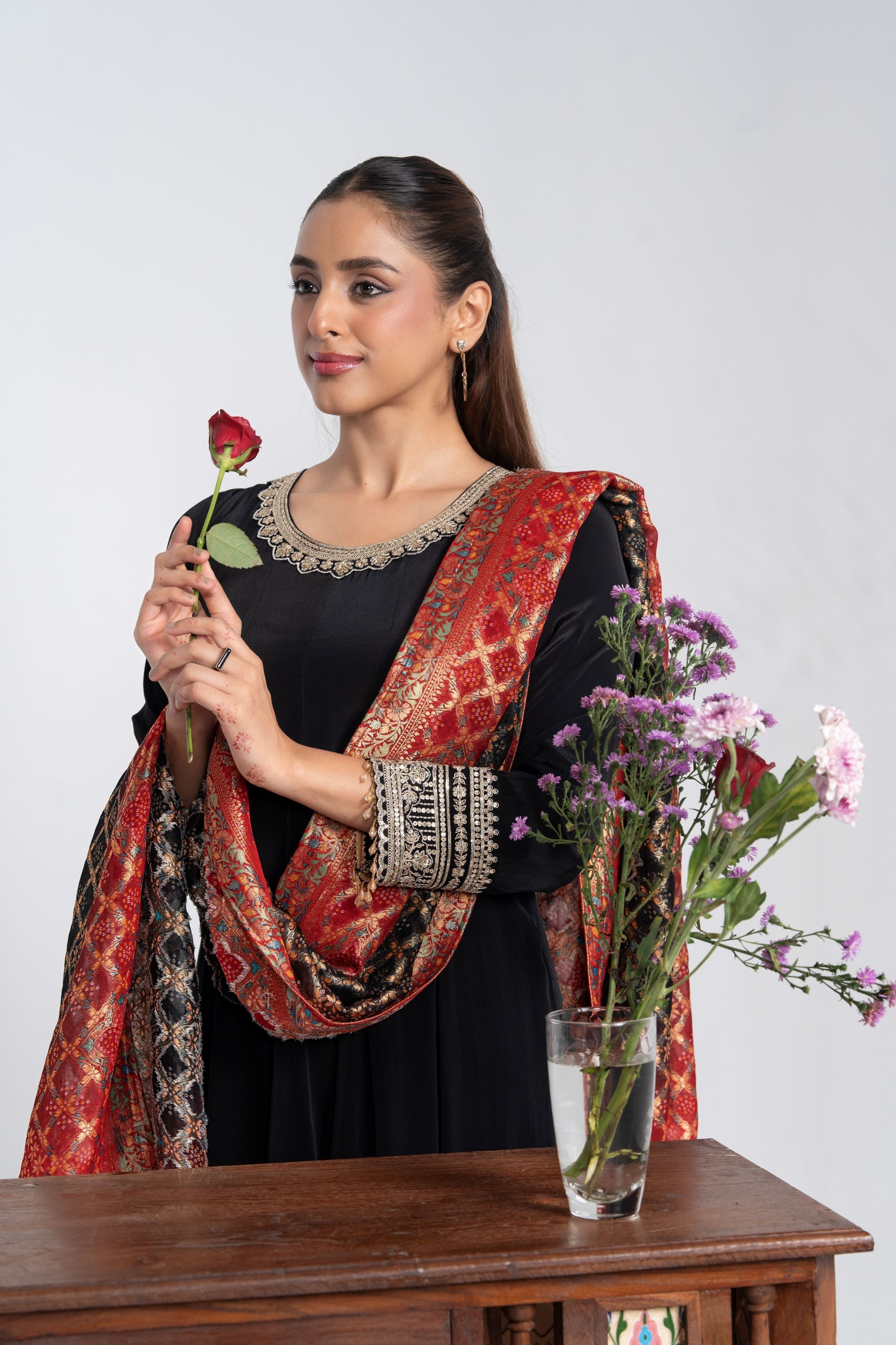 Classic Black Anarkali Set