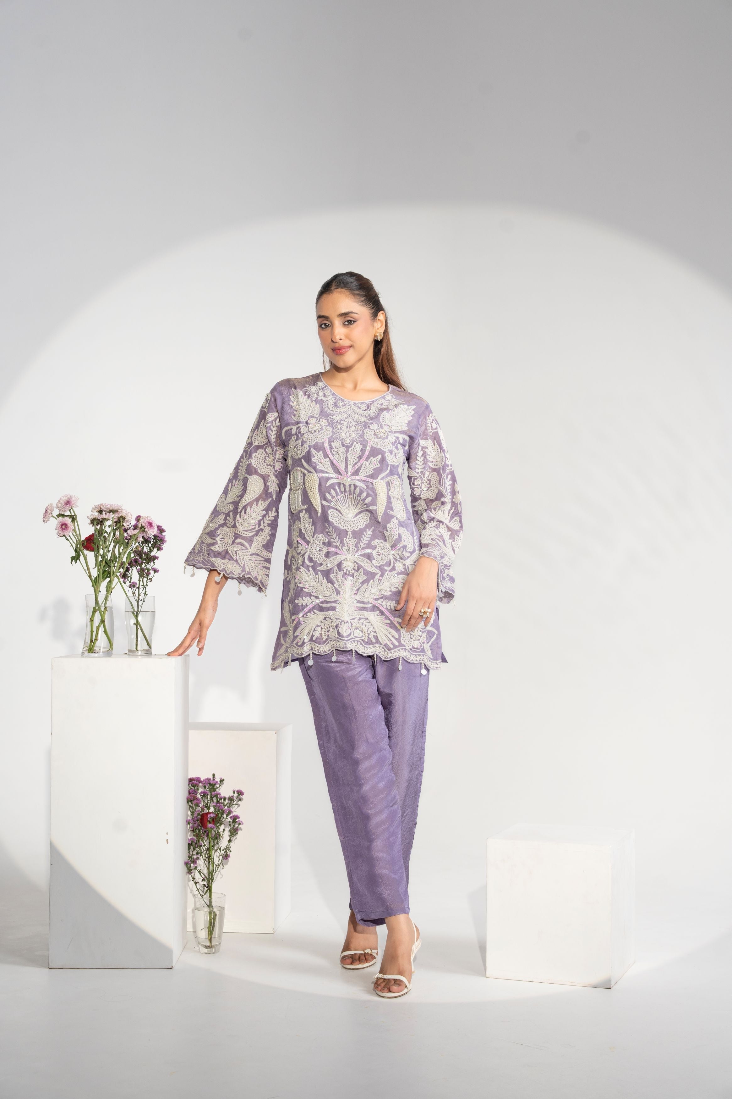 Lilac Luxe – Embroidered 2-Piece Co-Ord Set