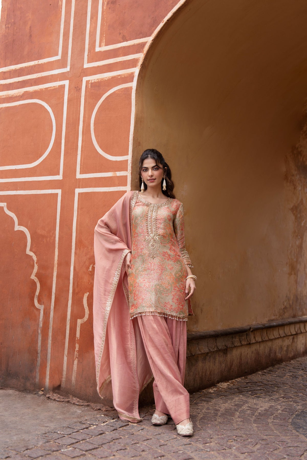 Candy Pink Embellished Crepe Silk Salwar Set