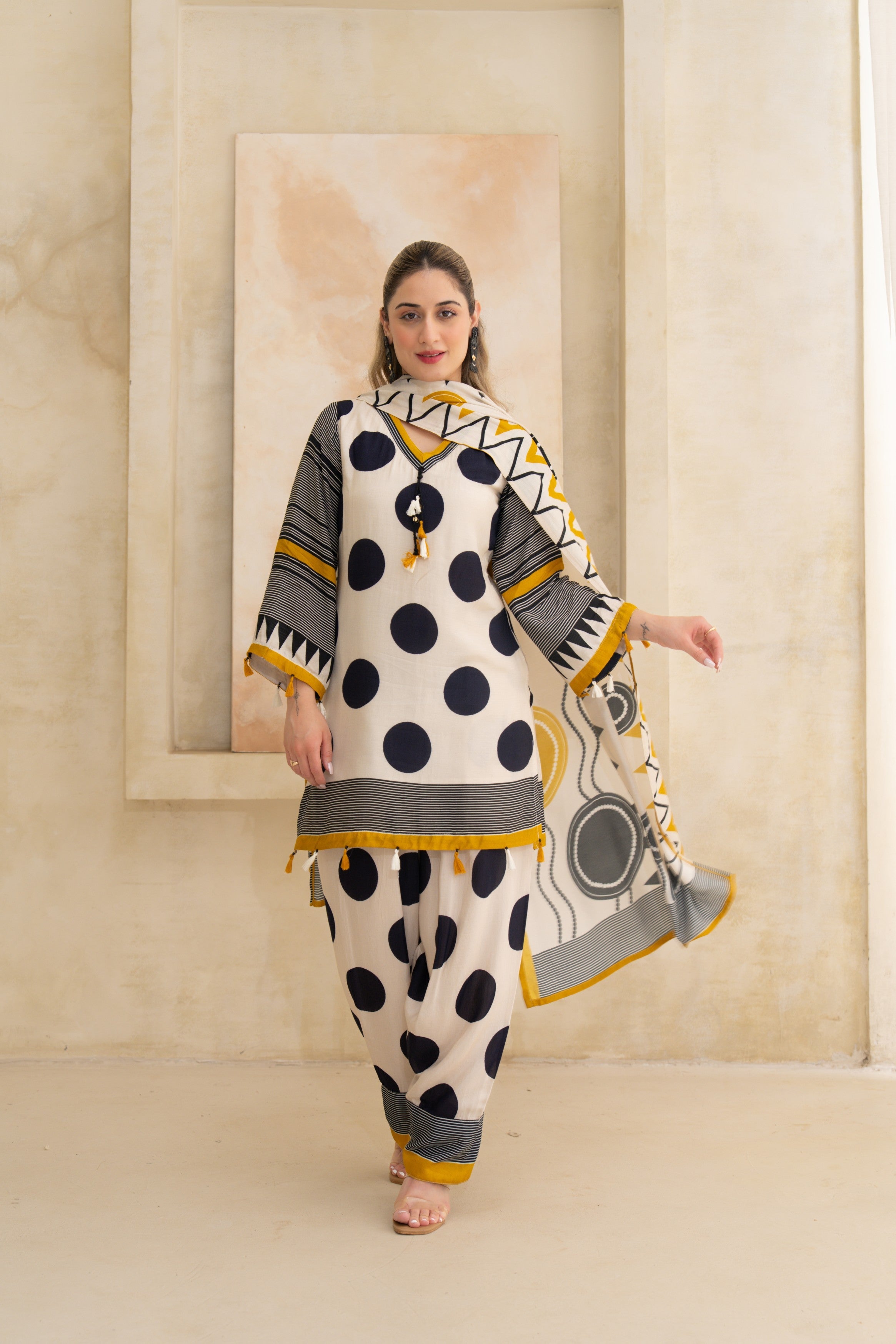 Black Bold Polka Dot Suit Set