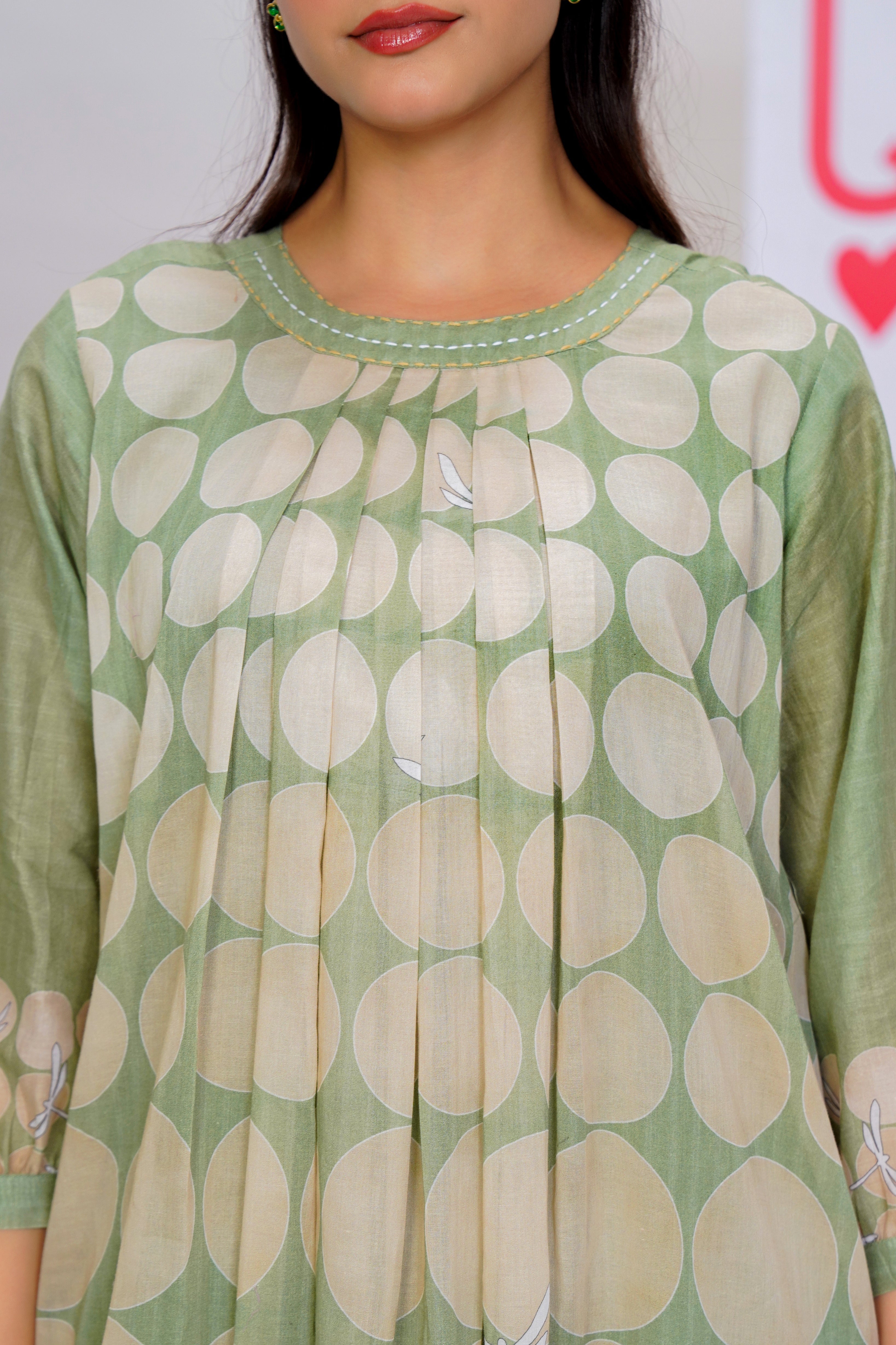 Sage Pop Printed Cotton Kurta Set
