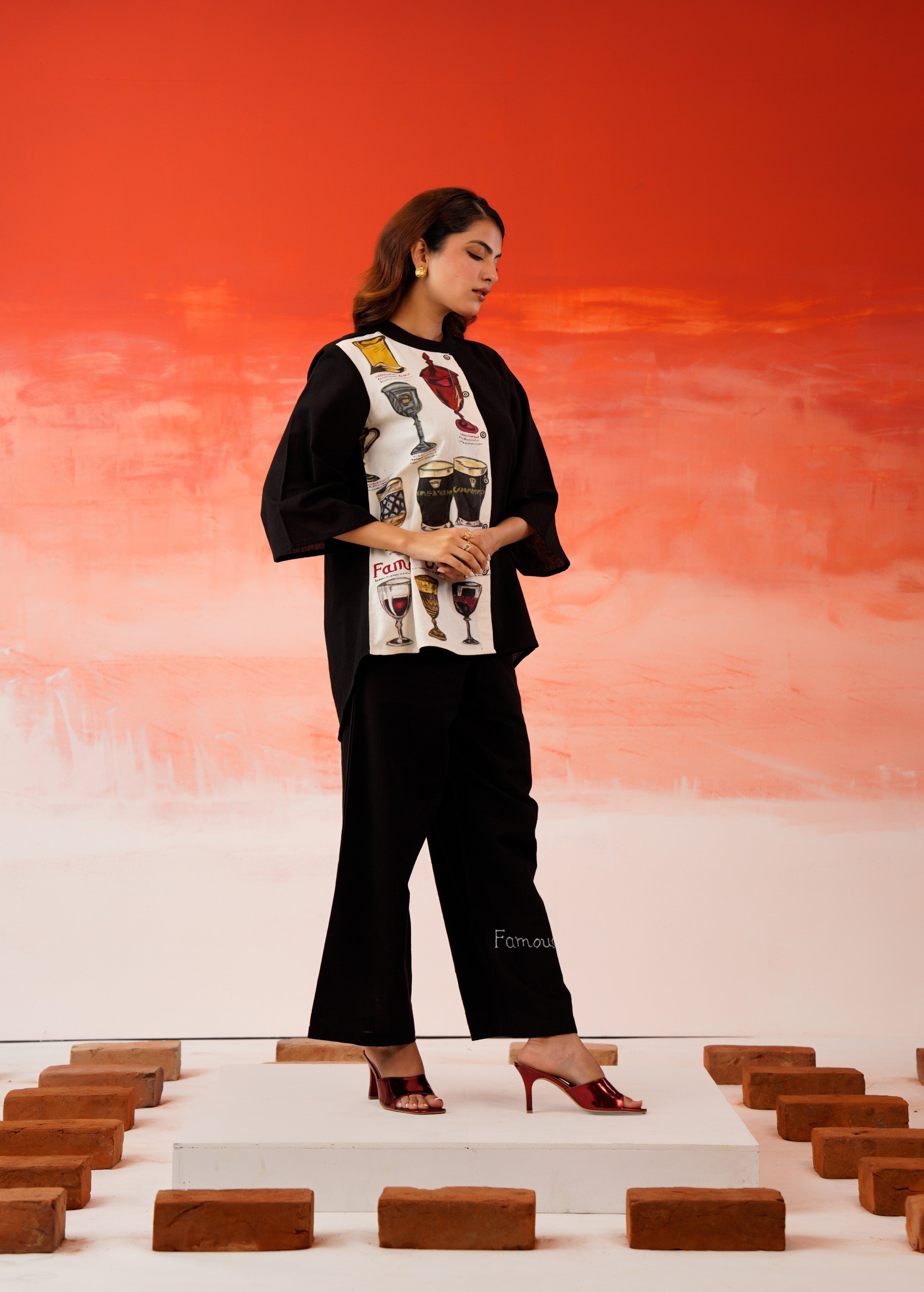 Black Hand-Painted Organic Cotton Co-Ord Set