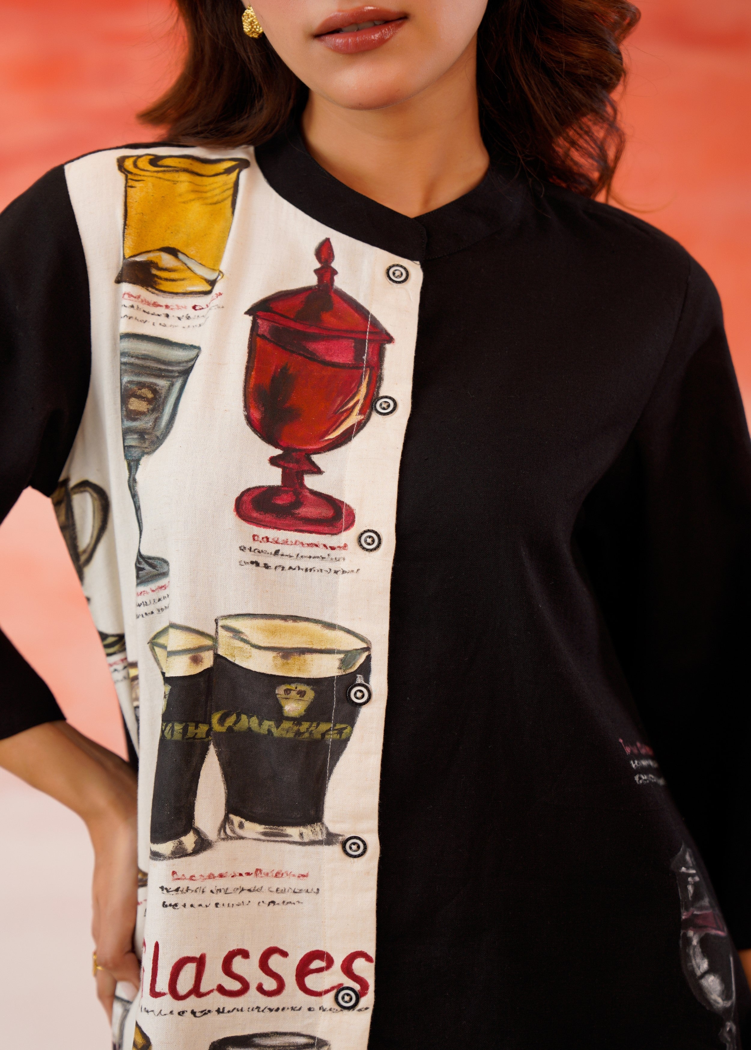 Black Hand-Painted Organic Cotton Co-Ord Set