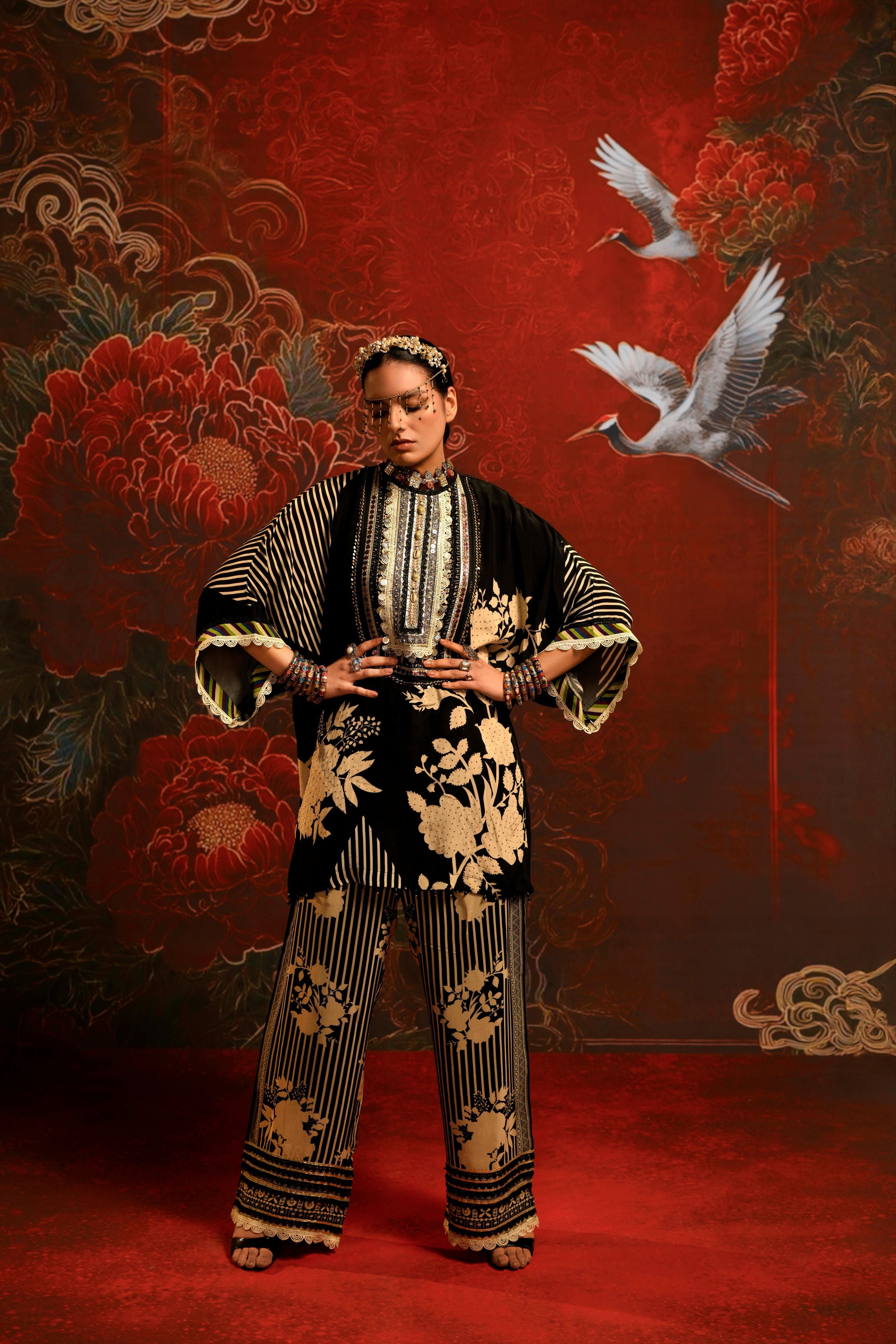 Obsidian Gold Printed Crepe Silk Co-Ord Set