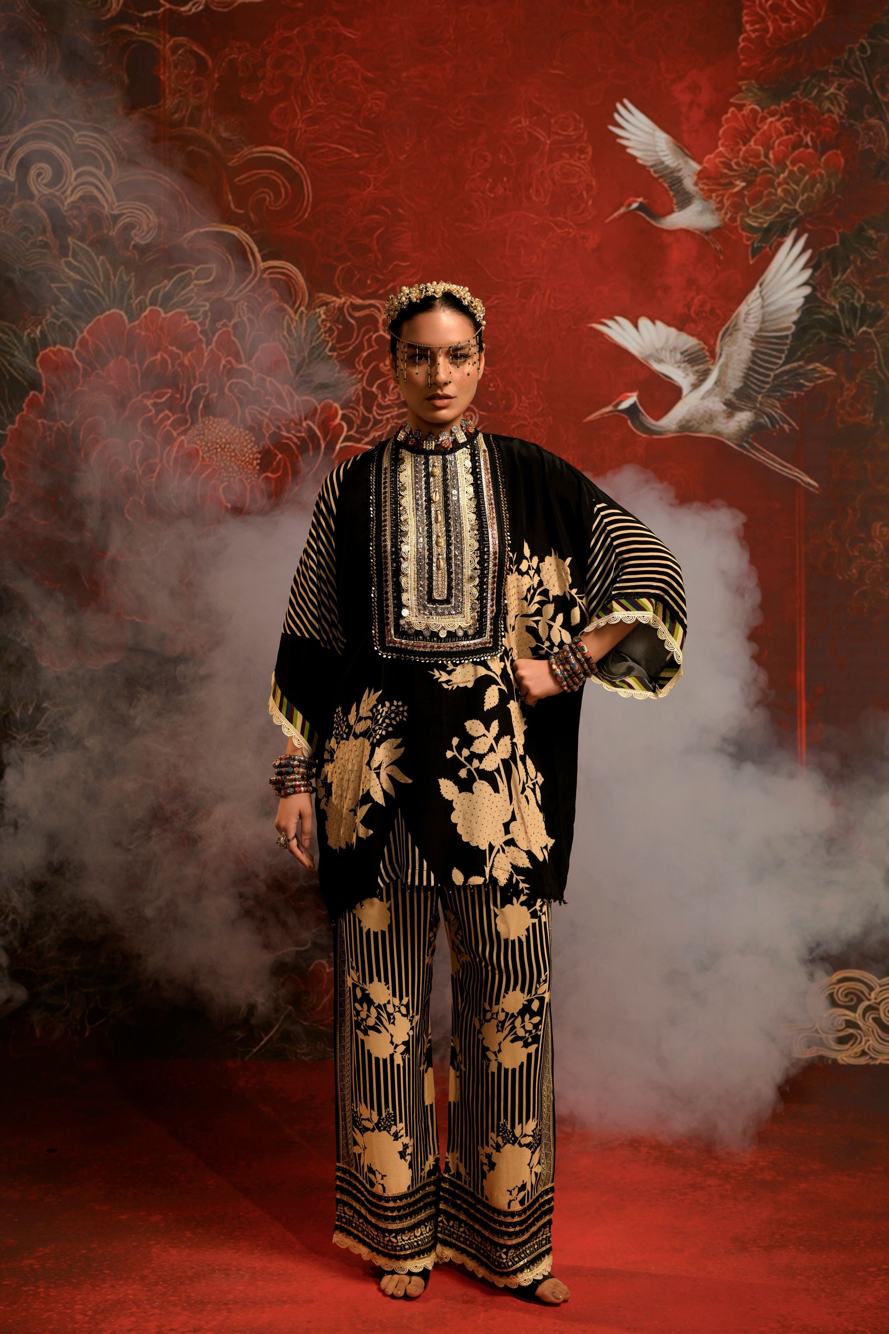 Obsidian Gold Printed Crepe Silk Co-Ord Set