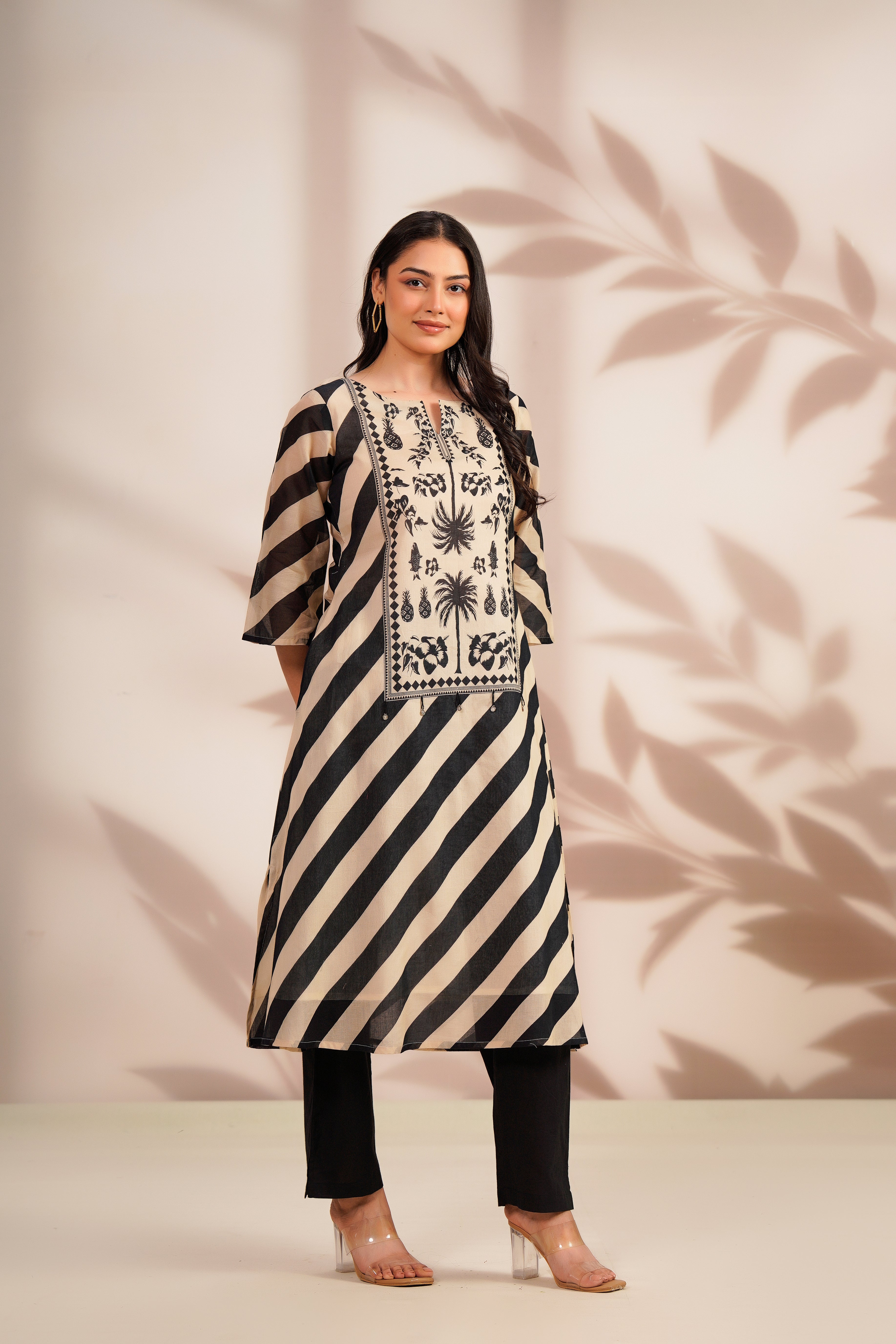 Midnight Noir Printed Cotton Kurta Set