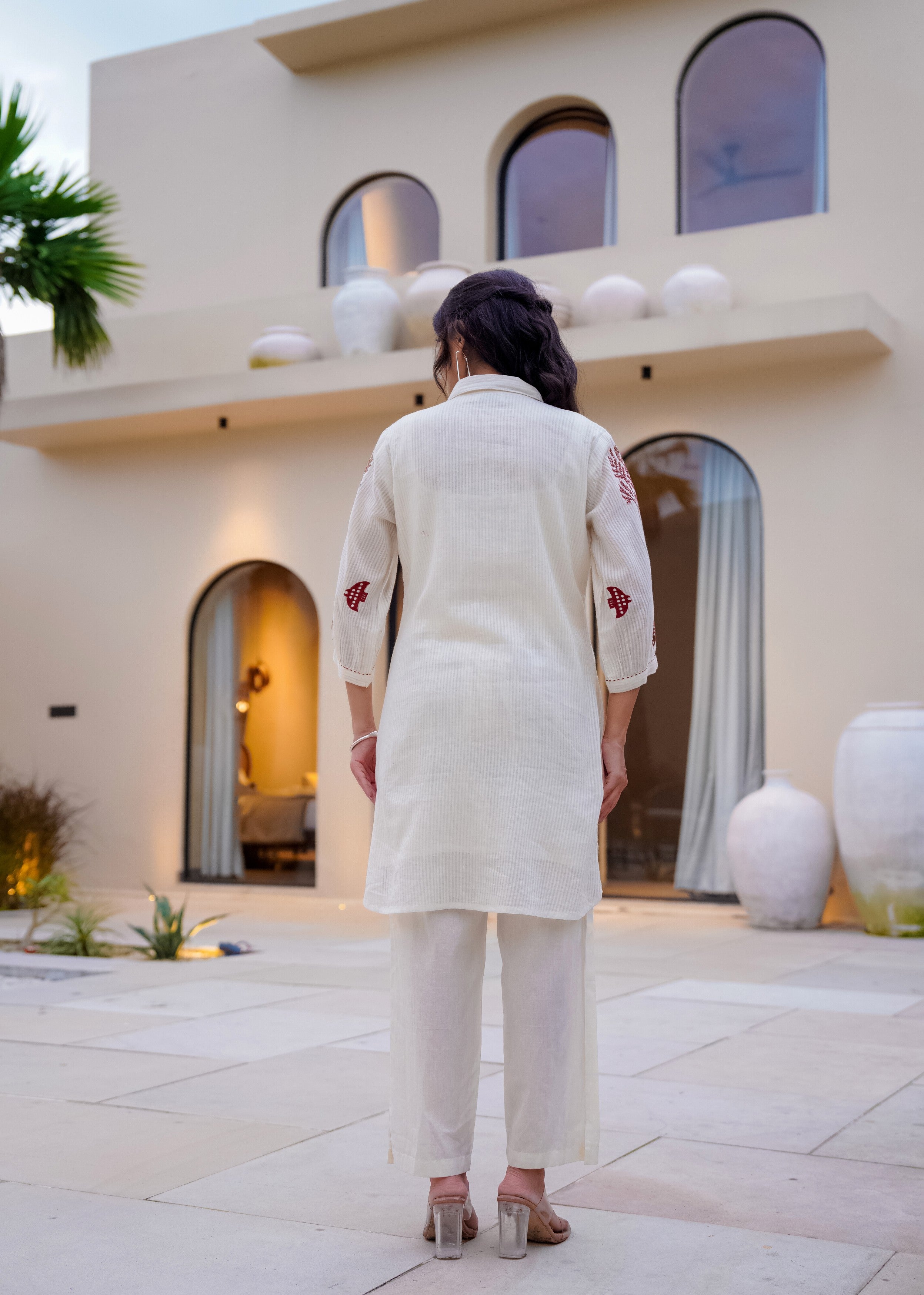 Brick Heritage Embroidered Cotton Dress