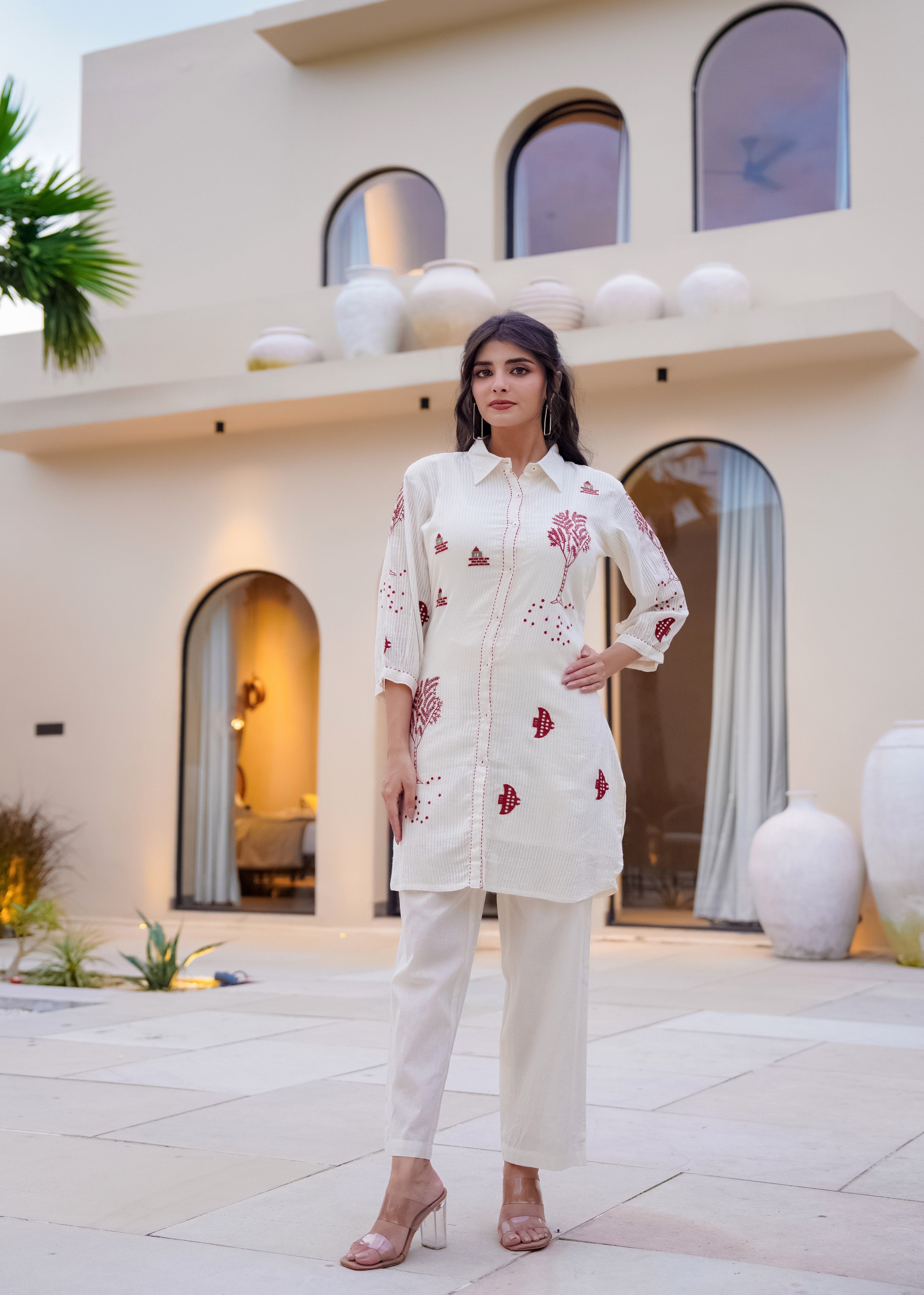 Brick Heritage Embroidered Cotton Dress
