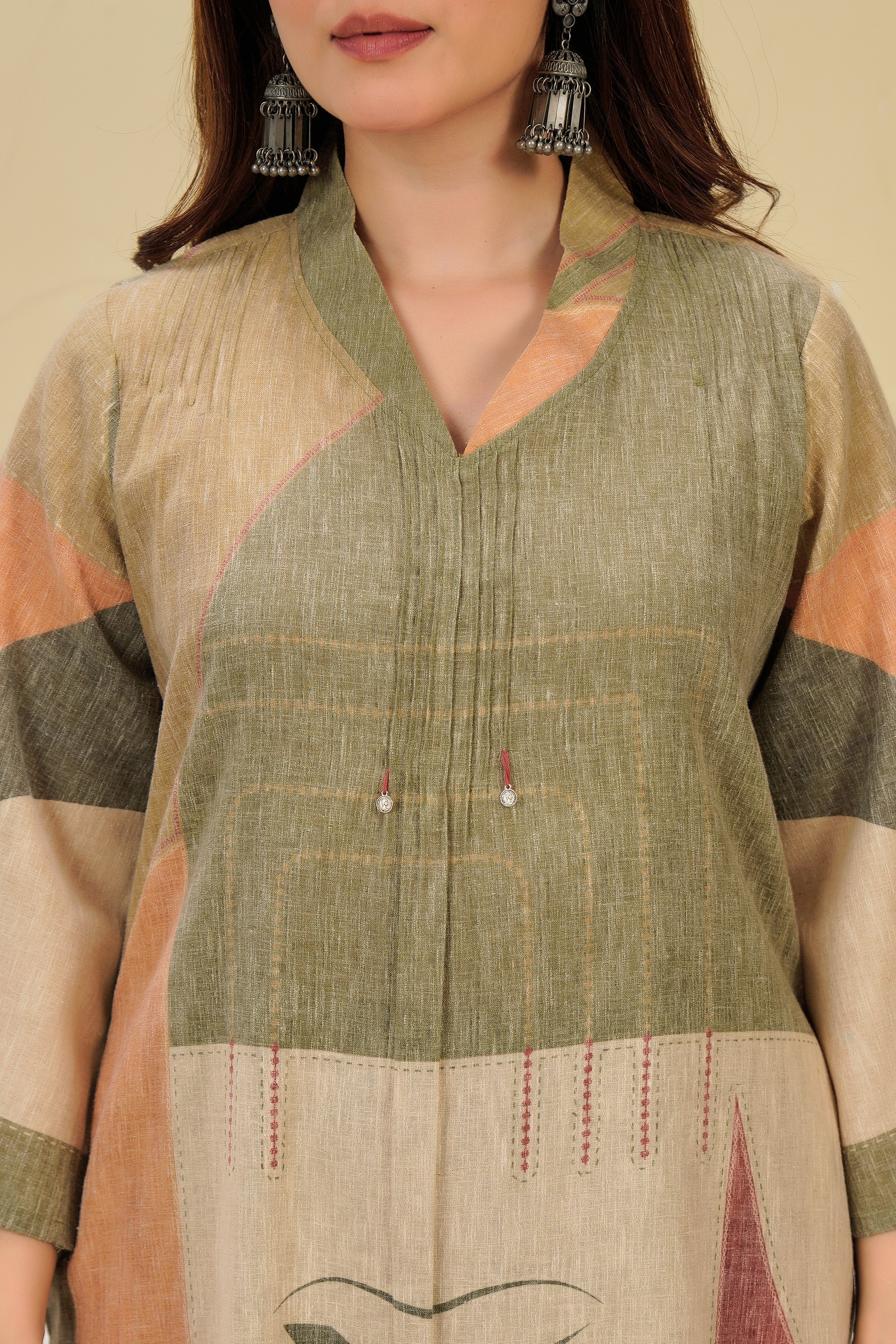 Earthy Glow Printed Cotton Linen Kurta Set